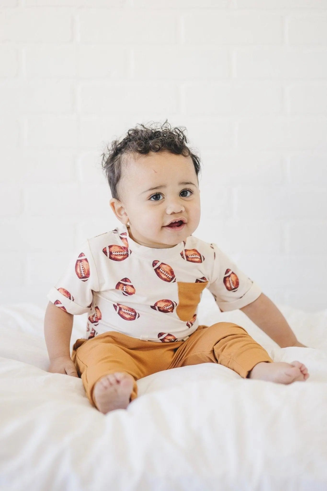 Little Joy Co. Football Print Bamboo Jogger Set For Kids Comfort Wear - Apparel & Accessories > Clothing > Baby & Toddler Clothing > Baby & Toddler Outfits