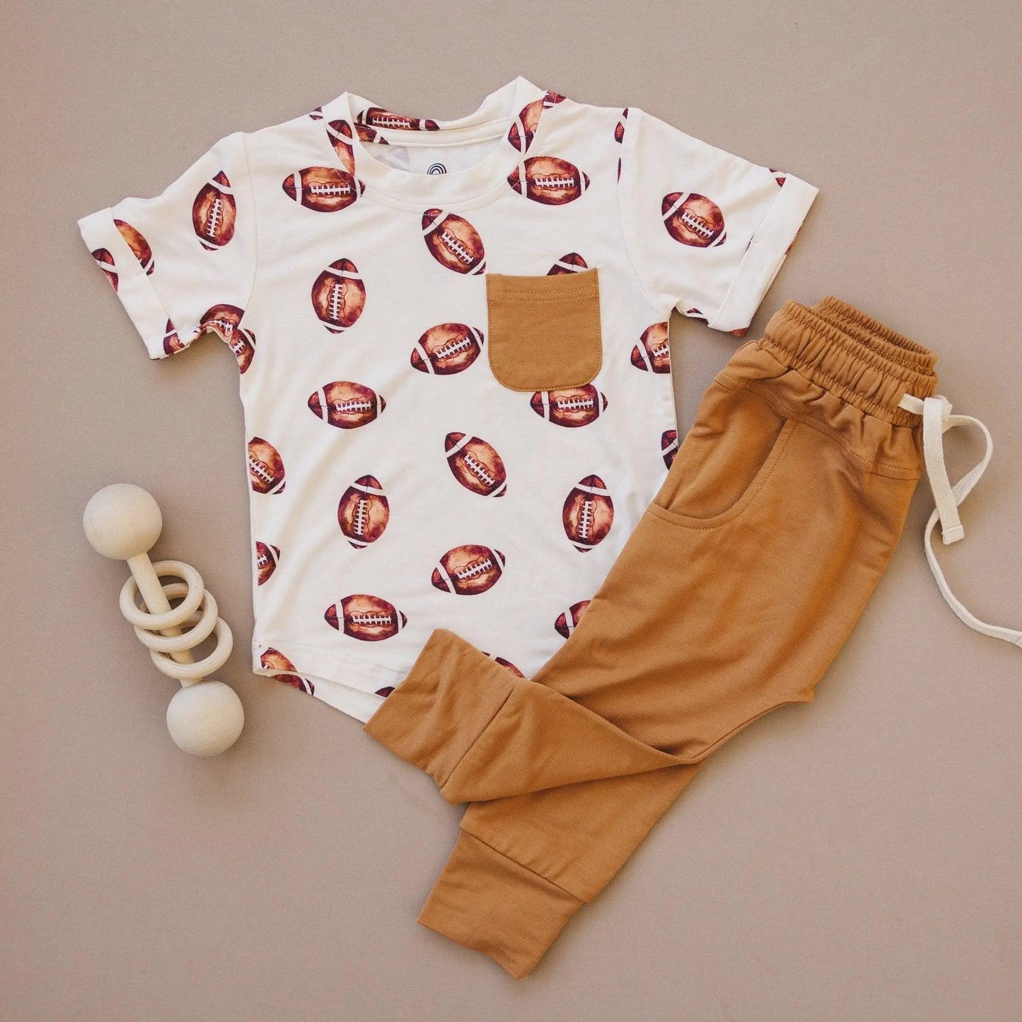 Little Joy Co. Football Print Bamboo Jogger Set For Kids Comfort Wear - Apparel & Accessories > Clothing > Baby & Toddler Clothing > Baby & Toddler Outfits