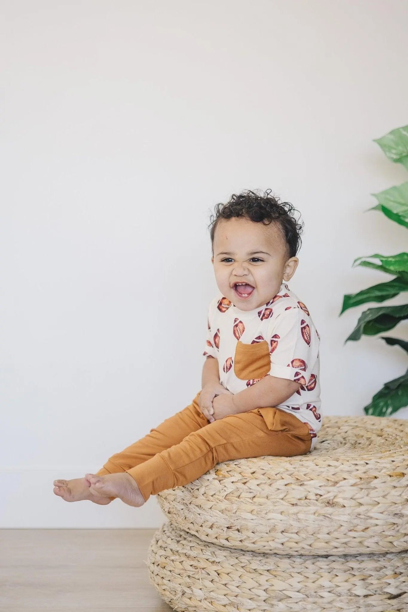 Little Joy Co. Football Print Bamboo Jogger Set For Kids Comfort Wear - Apparel & Accessories > Clothing > Baby & Toddler Clothing > Baby & Toddler Outfits