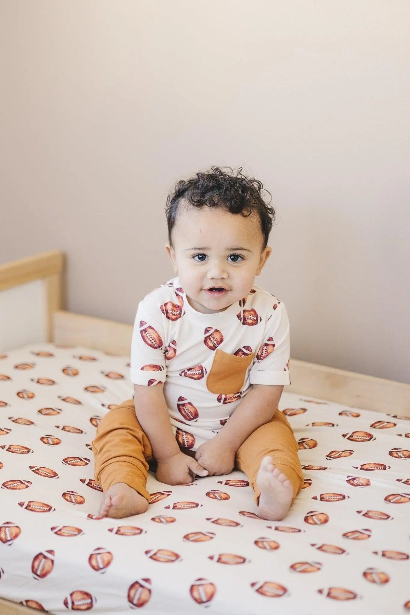 Little Joy Co. Football Print Bamboo Jogger Set For Kids Comfort Wear - Apparel & Accessories > Clothing > Baby & Toddler Clothing > Baby & Toddler Outfits