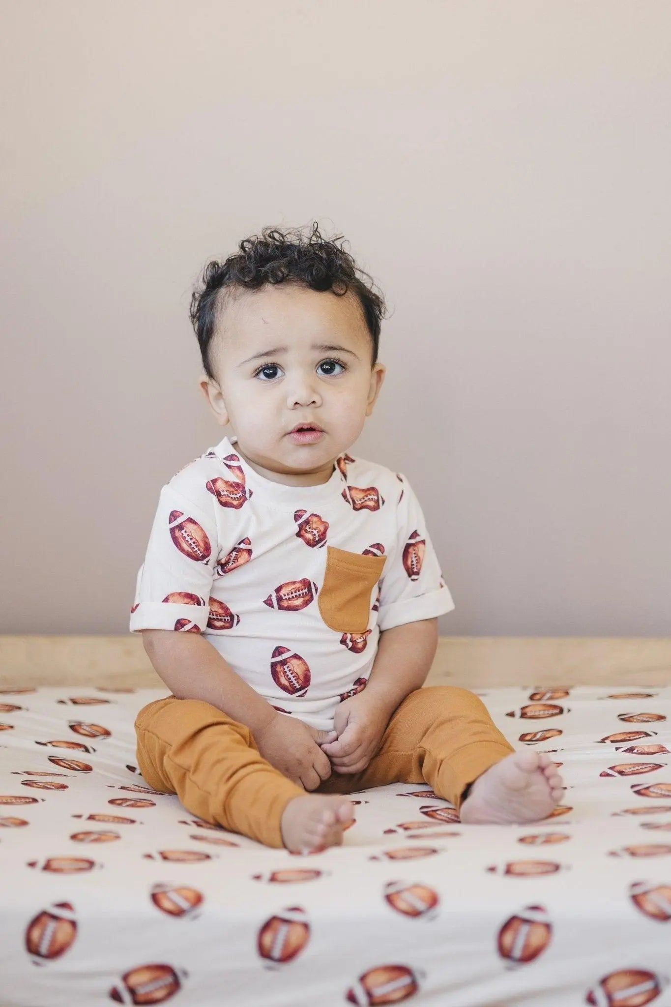 Little Joy Co. Football Print Bamboo Jogger Set For Kids Comfort Wear - Apparel & Accessories > Clothing > Baby & Toddler Clothing > Baby & Toddler Outfits