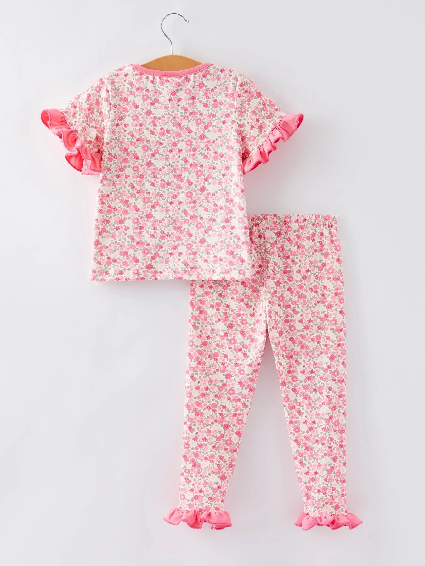 Football Smocking Bow Embroidered Girls Ruffle Pajamas Set Rylee Faith Designs Everetts Place: Online Boutique