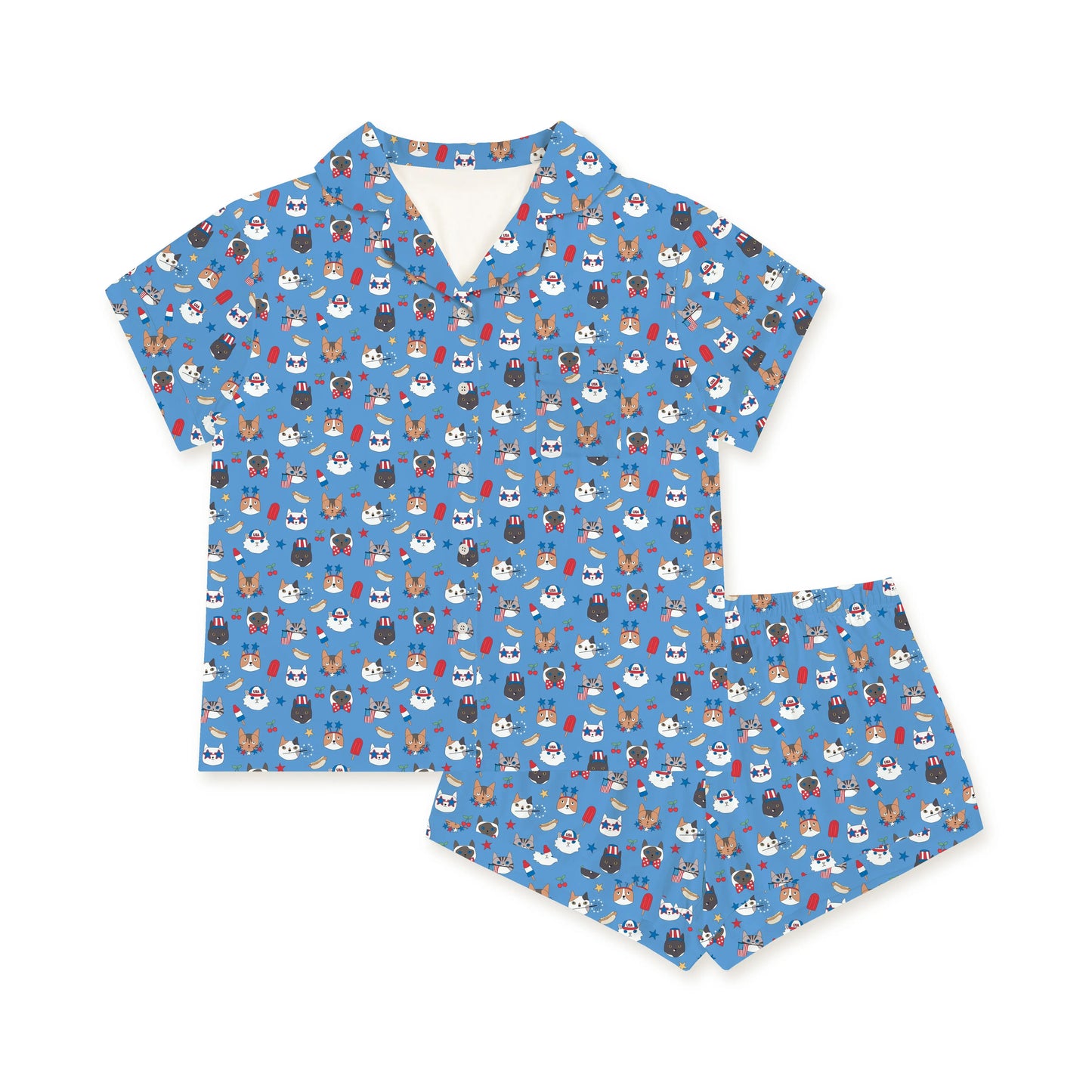 Freedom Cats Womens Short Sleeve Pajama Set Bamboo Viscose Dreamlet Everetts Place: Online Boutique