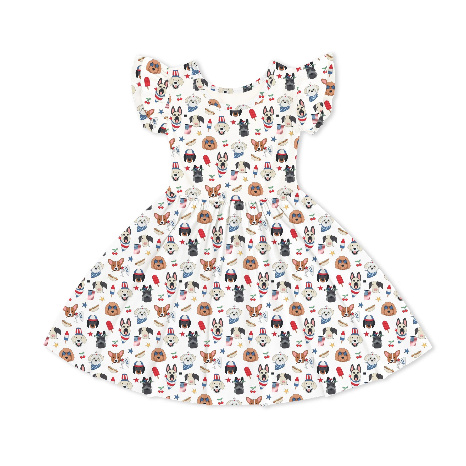 Dreamlet Freedom Dogs Bamboo Viscose Bodysuit Dress With Twirl Skirt - Apparel & Accessories > Clothing > Baby & Toddler Clothing > Baby & Toddler Dresses Bodysuit Dress