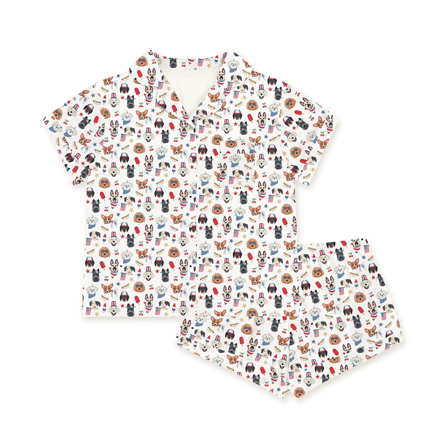 Freedom Dogs Womens Short Sleeve Pajama Set Bamboo Viscose Dreamlet Everetts Place: Online Boutique