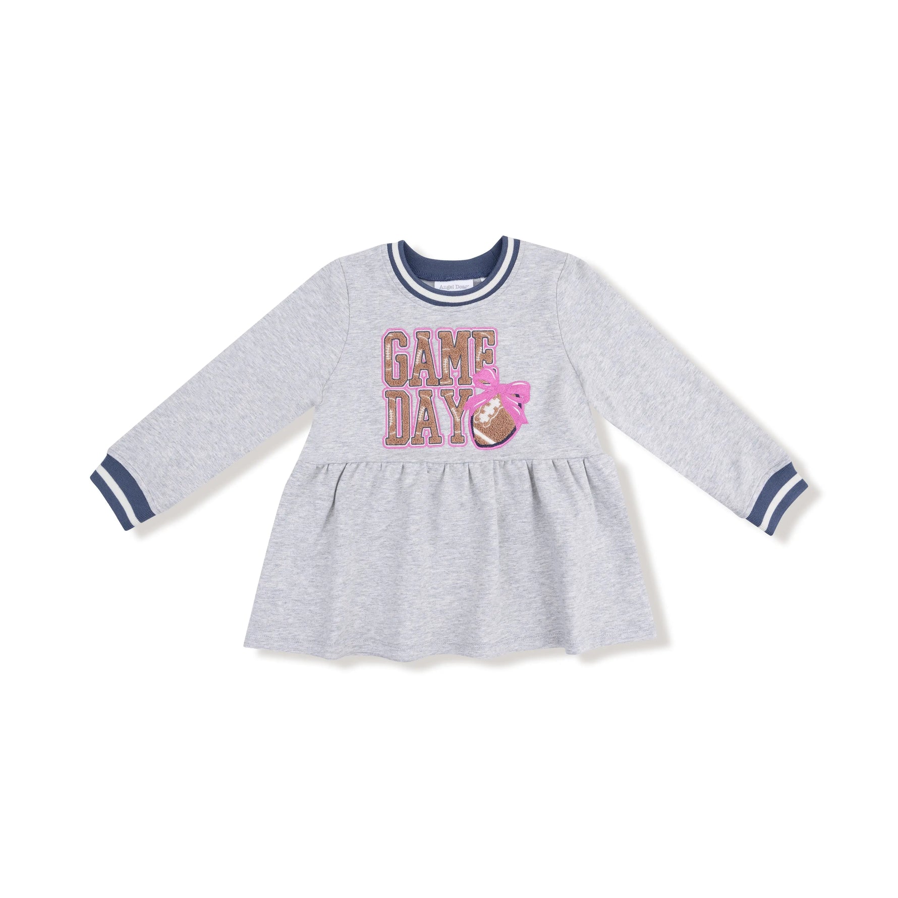 Angel Dear French Terry Dress With Game Day Patch Chenille Applique - Apparel & Accessories > Clothing > Baby & Toddler Clothing > Baby & Toddler Dresses 883A