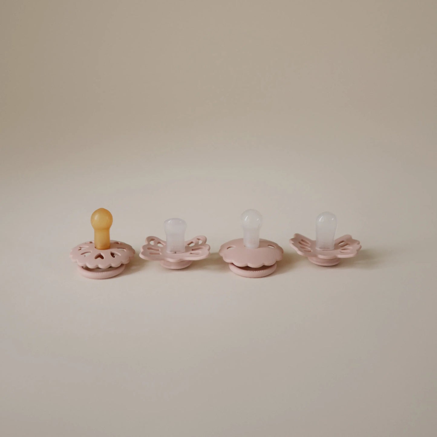Frigg Baby's First Pacifier Floral Heart Blush 4 Pack Mushie Everetts Place: Online Boutique
