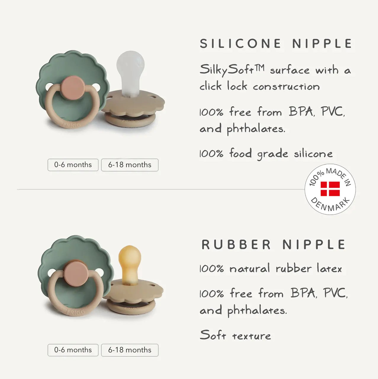 Frigg Daisy Silicone Pacifier 2 Pack with SilkySoft Nipple Mushie Everetts Place: Online Boutique