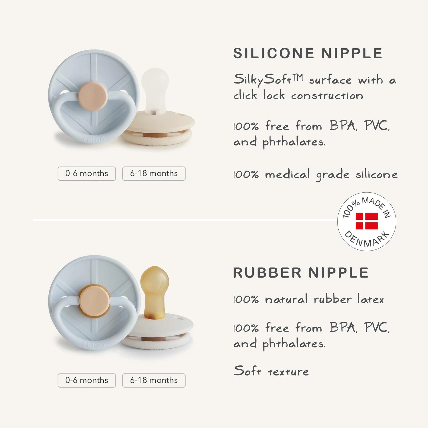 Mushie Frigg Little Viking Silicone Pacifiers 2-Pack with SilkySoft Nipple - Baby & Toddler > Baby Health > Pacifiers & Teethers SILICONE FRIGG PACIFIERS