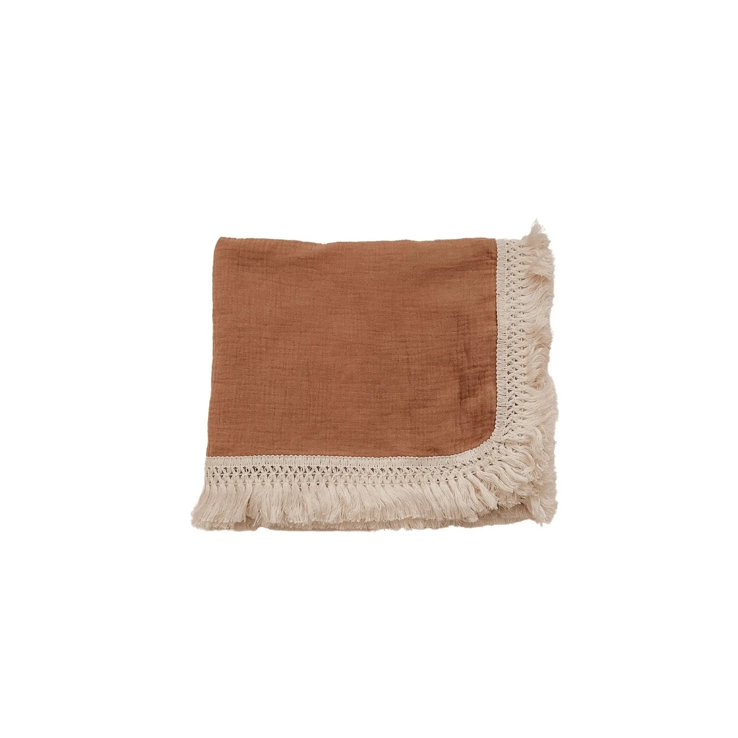 Fringe Swaddle Blanket - Caramel Harp Angel Boutique