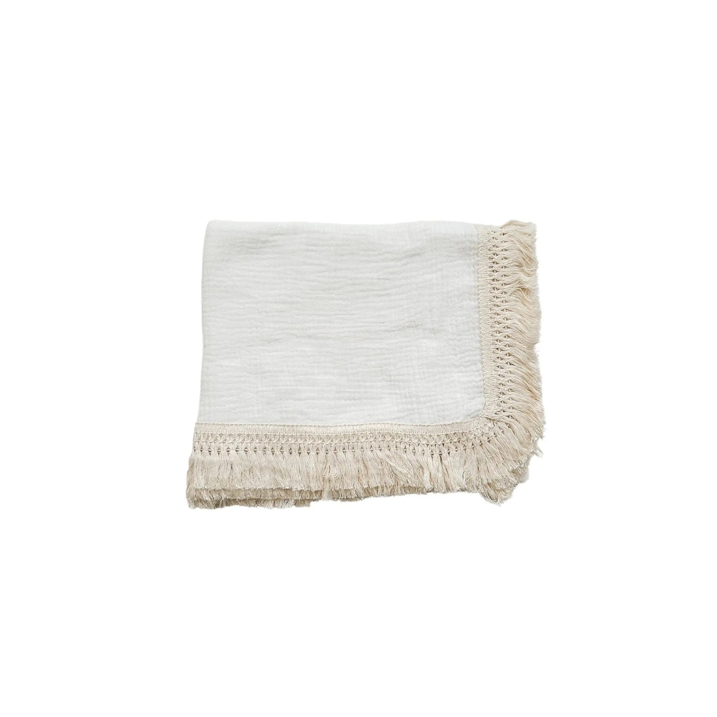 Fringe Swaddle Blanket - White Harp Angel Boutique