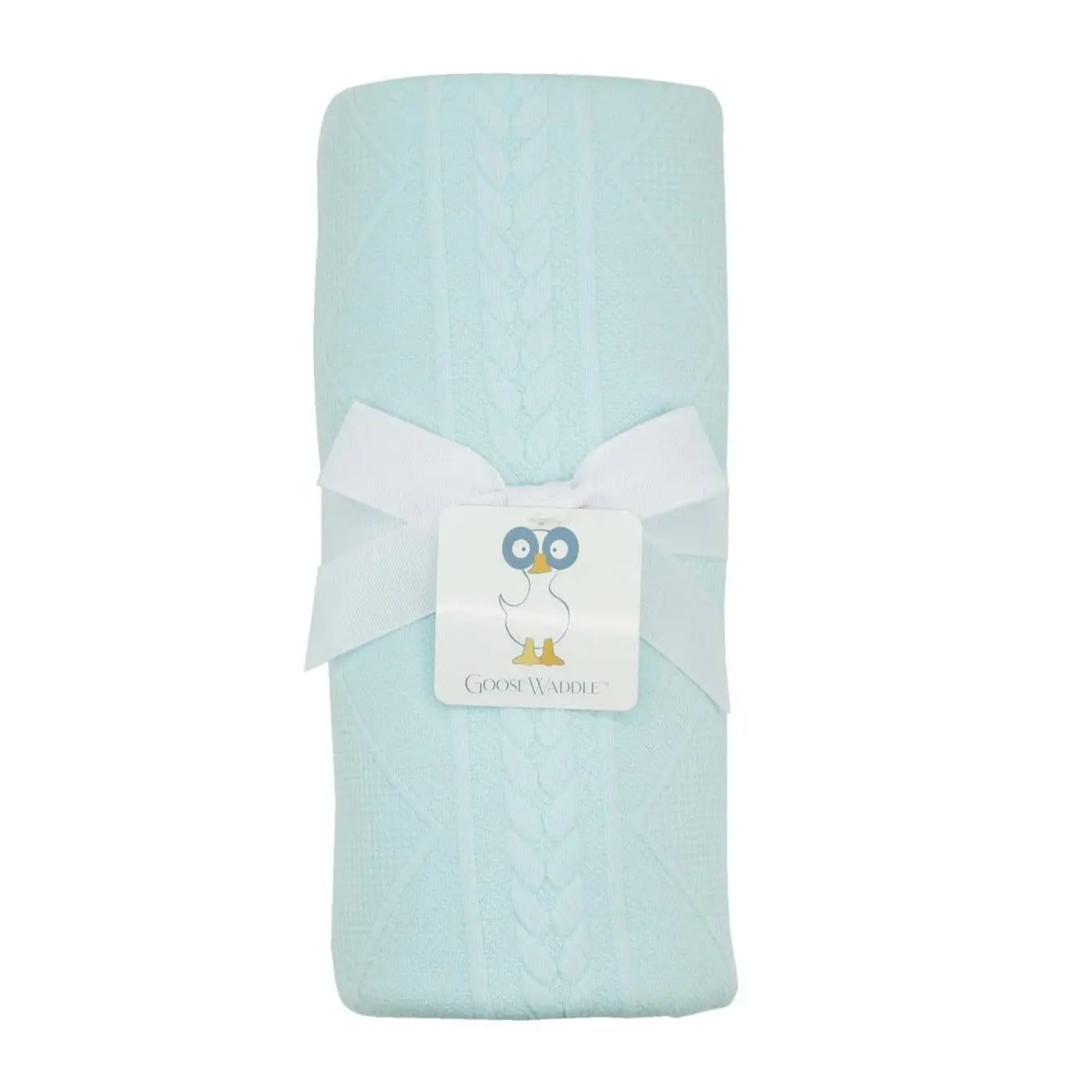 Mint Knit Baby Blanket Soft Fabric Nursery Gift.