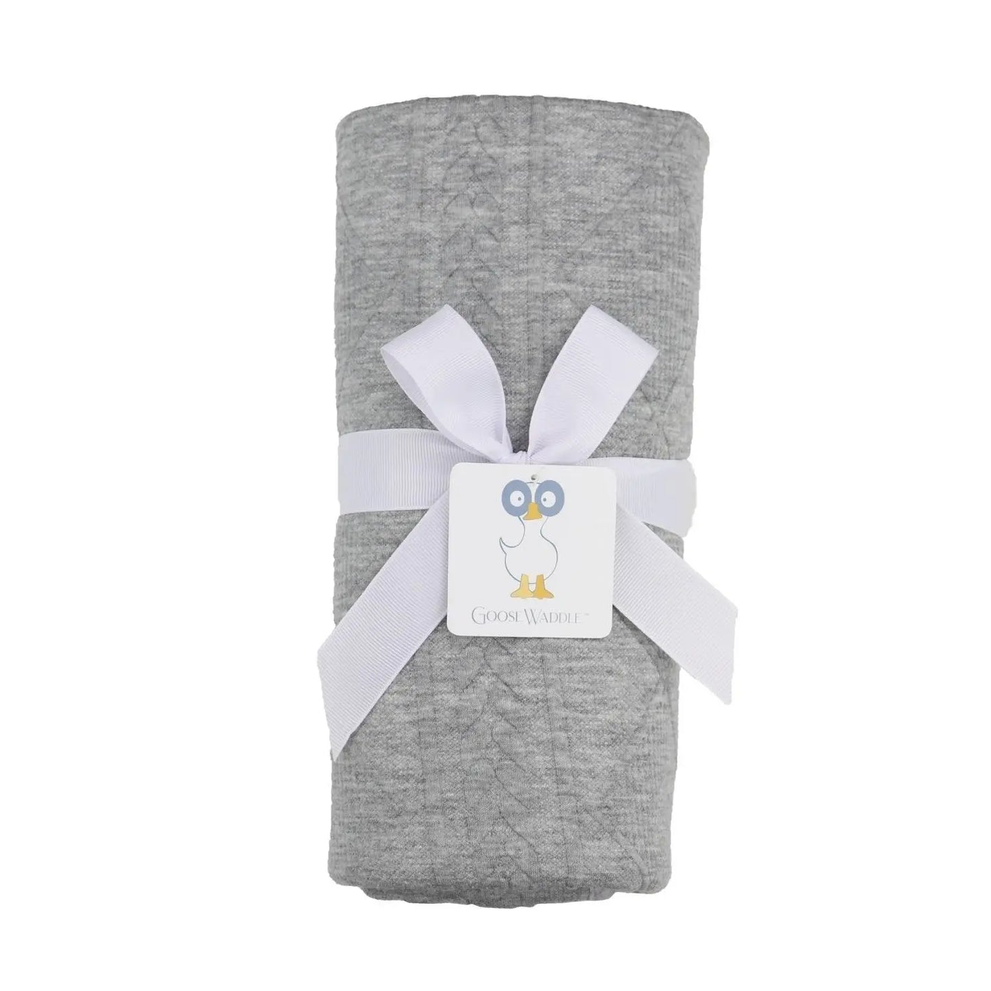 Gray Knit Baby Blanket Soft Fabric Nursery Gift.