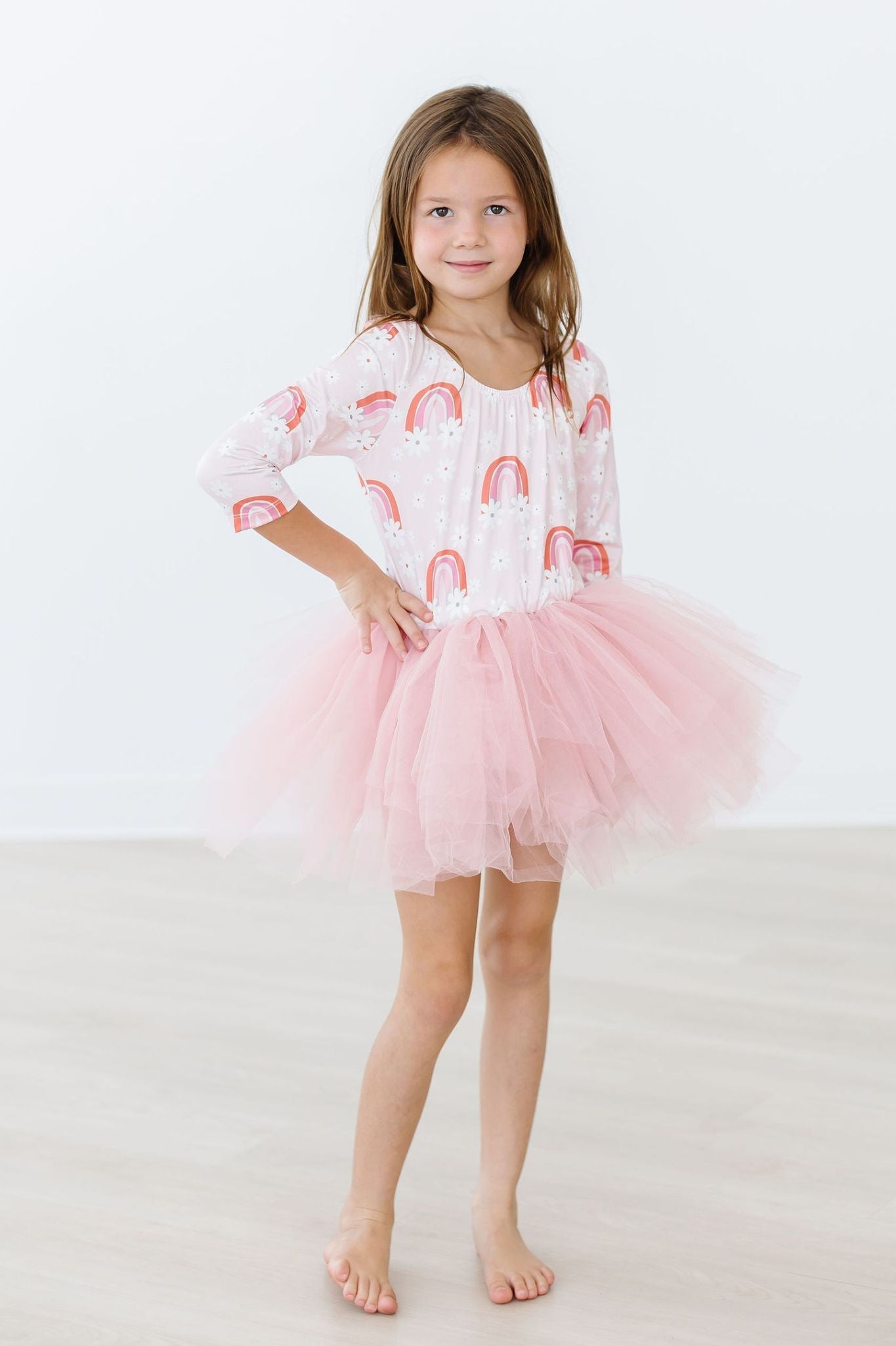 Mila & Rose ® Sale Fun And Flowers Three Quarter Tutu Leotard For Kids - Apparel & Accessories > Clothing > Activewear > Dance Dresses, Skirts & Costumes Tutu Leotard 3/4