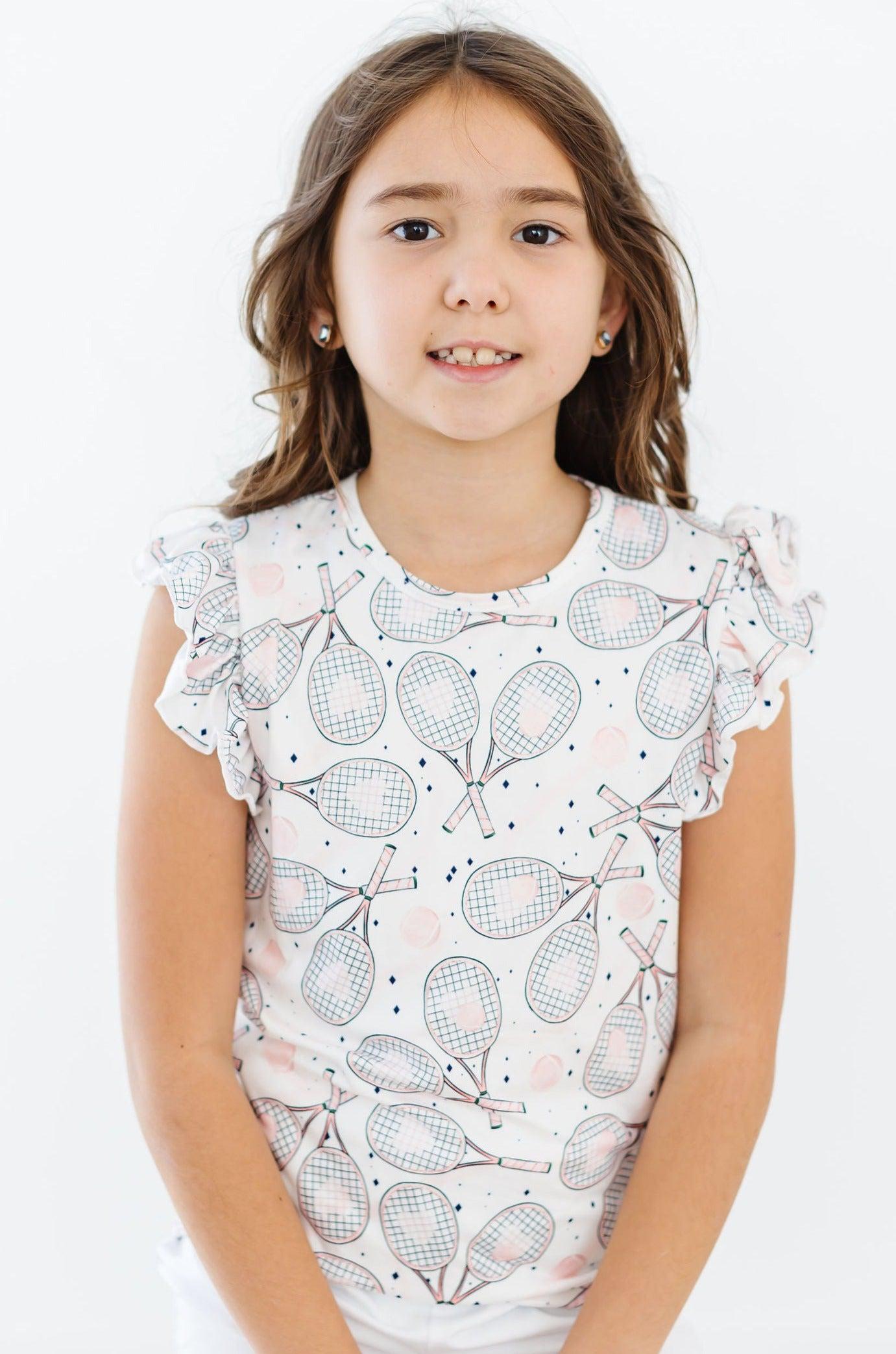Mila & Rose ® Mila And Rose Ruffle Tee Short Sleeve Girls Top Casual - Sporting Goods > Athletics > Tennis Ruffle Tee S/S
