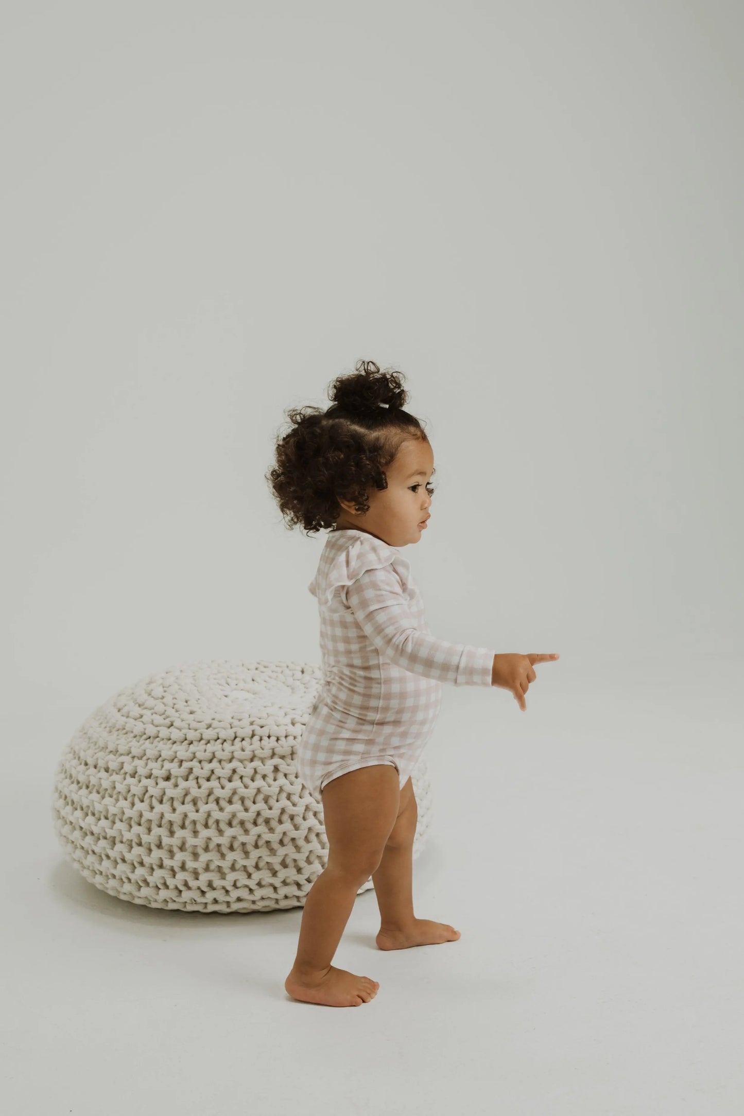 Gingham Bamboo Ruffle Long Sleeve Bodysuit For Babies Charlie Lou Baby Everetts Place: Online Boutique