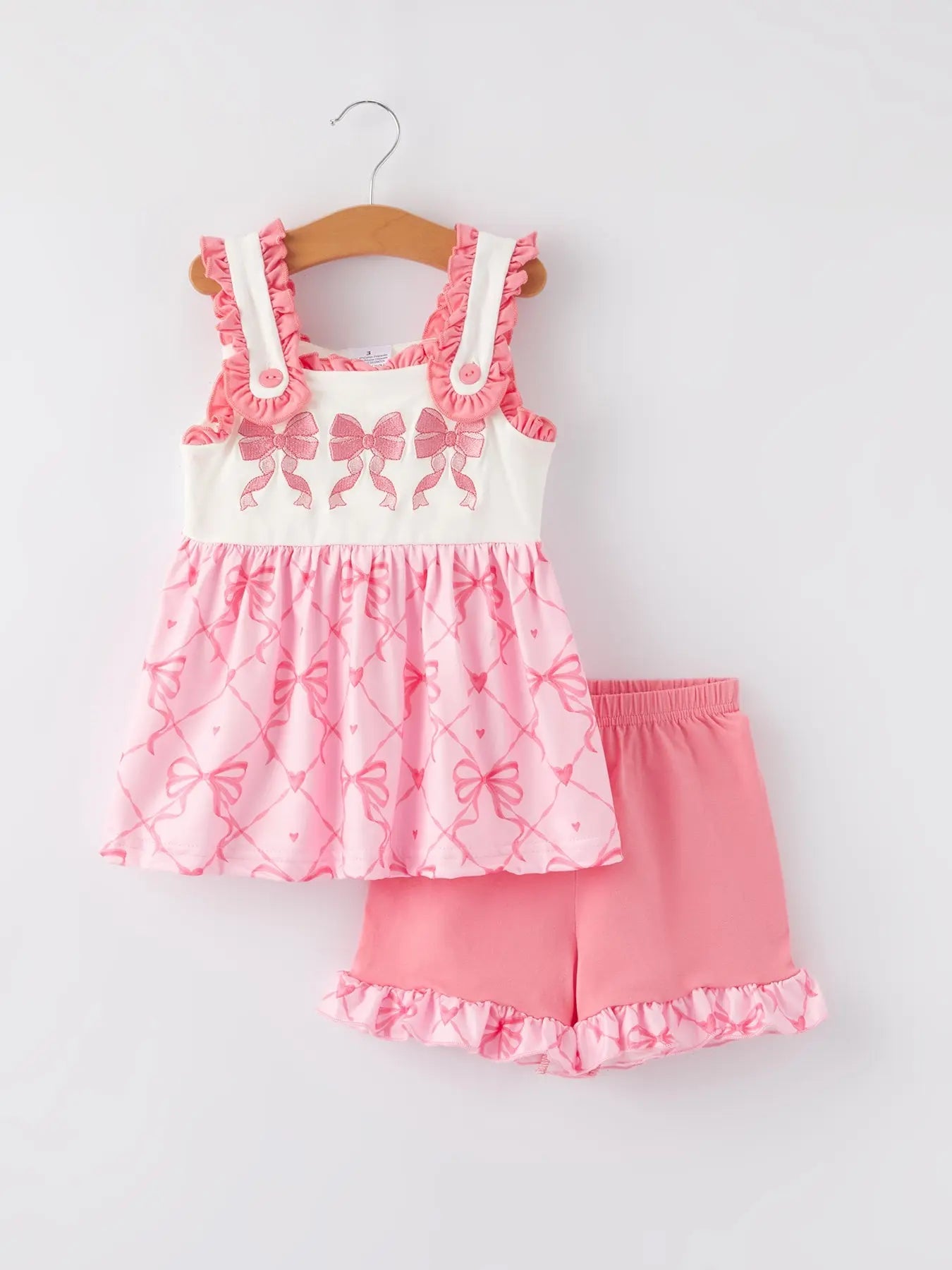 Girls Bow Ruffle Shorts Set for Kids Stylish Comfortable Fashion Outfit Rylee Faith Designs Everetts Place: Online Boutique