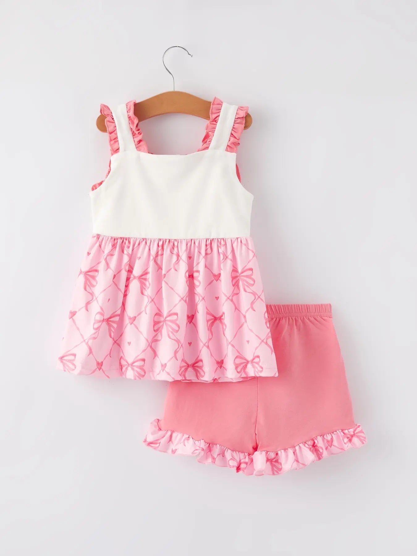 Girls Bow Ruffle Shorts Set for Kids Stylish Comfortable Fashion Outfit Rylee Faith Designs Everetts Place: Online Boutique