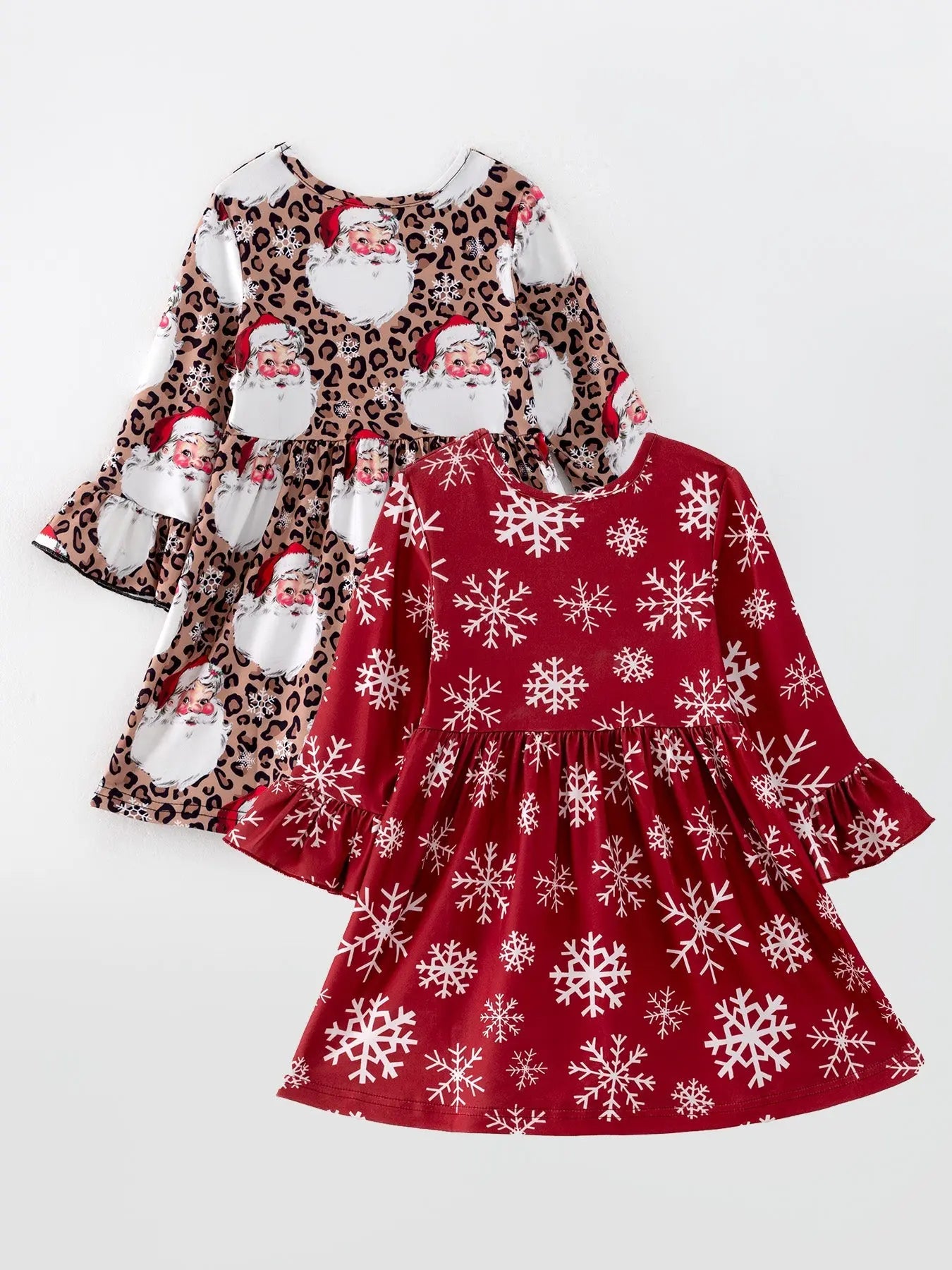 Girls Christmas Dress Set With Santa Print 2 Piece Outfit Rylee Faith Designs Everetts Place: Online Boutique