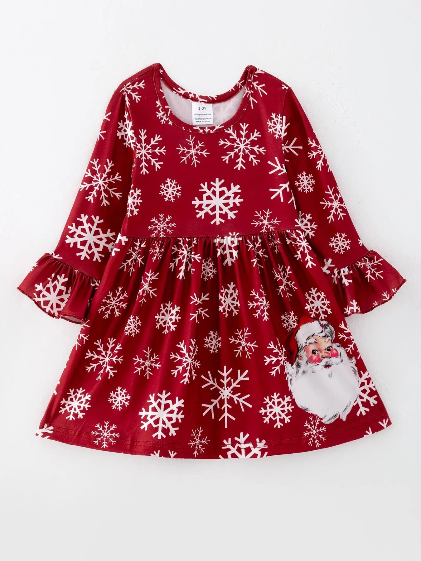 Girls Christmas Dress Set With Santa Print 2 Piece Outfit Rylee Faith Designs Everetts Place: Online Boutique