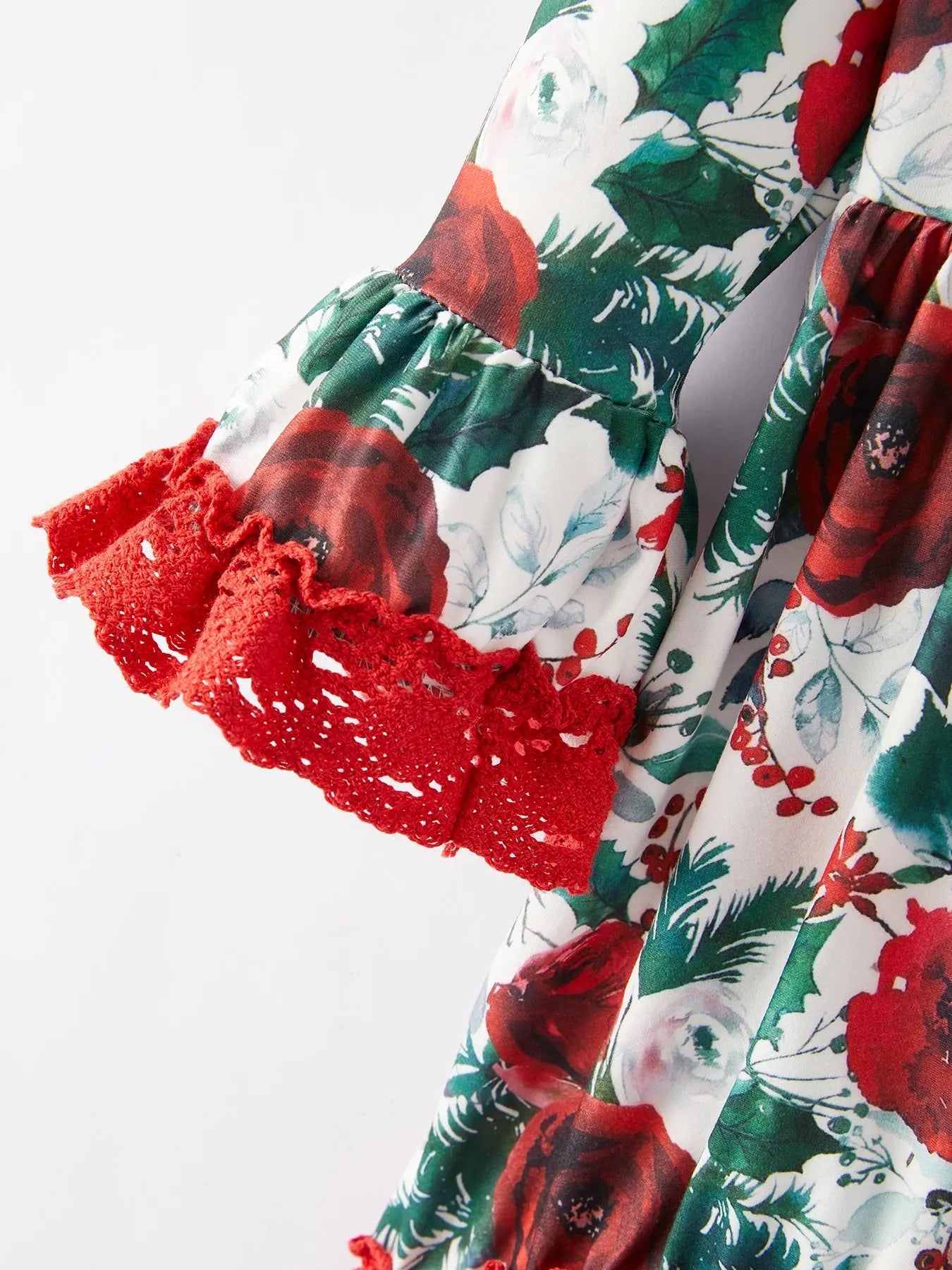 Girls Christmas Floral Print Long Sleeve Dress Rylee Faith Designs Everetts Place: Online Boutique