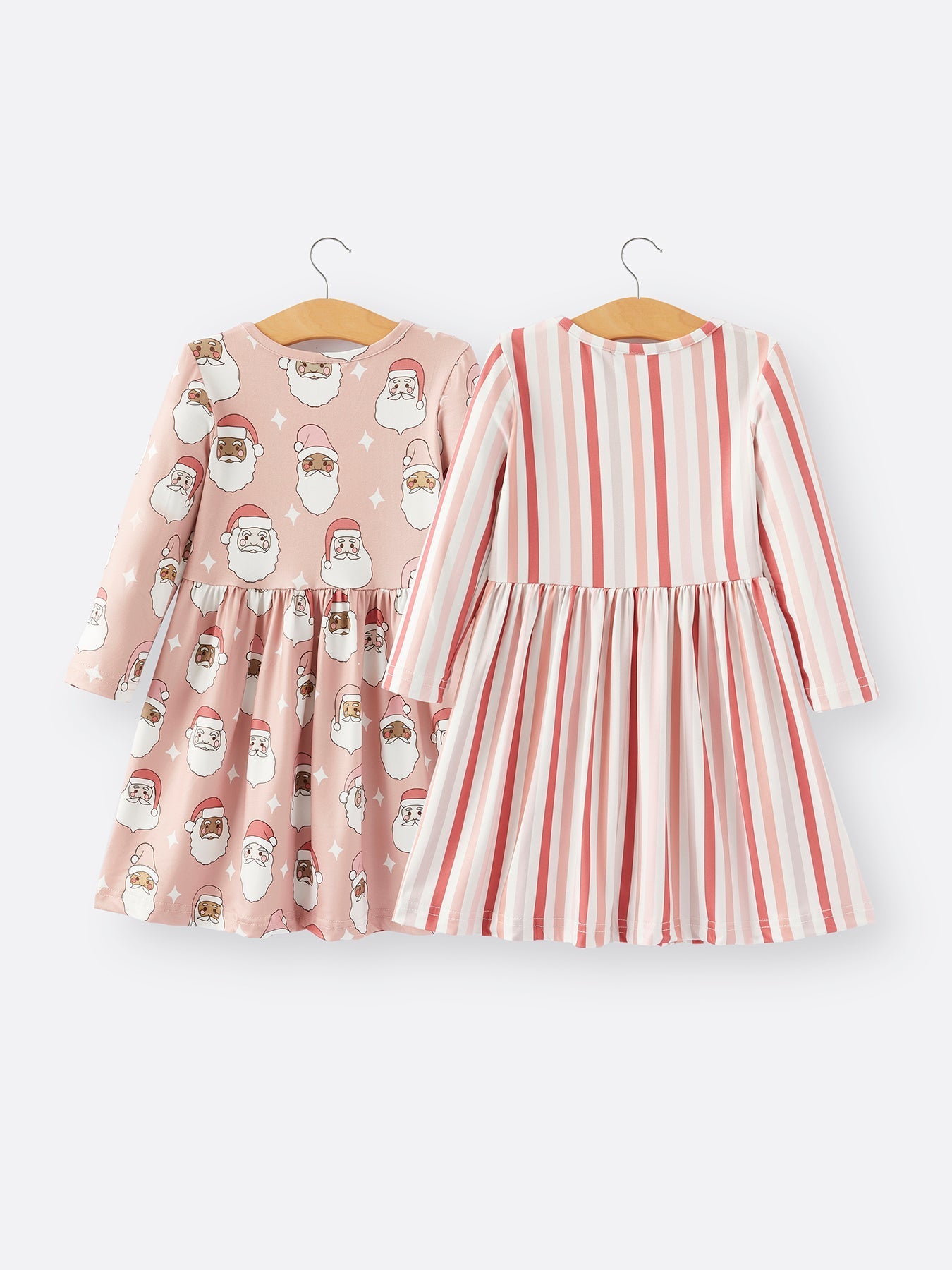 Girls Christmas Santa Print Stripe Dress Two Piece Set Rylee Faith Designs Everetts Place: Online Boutique