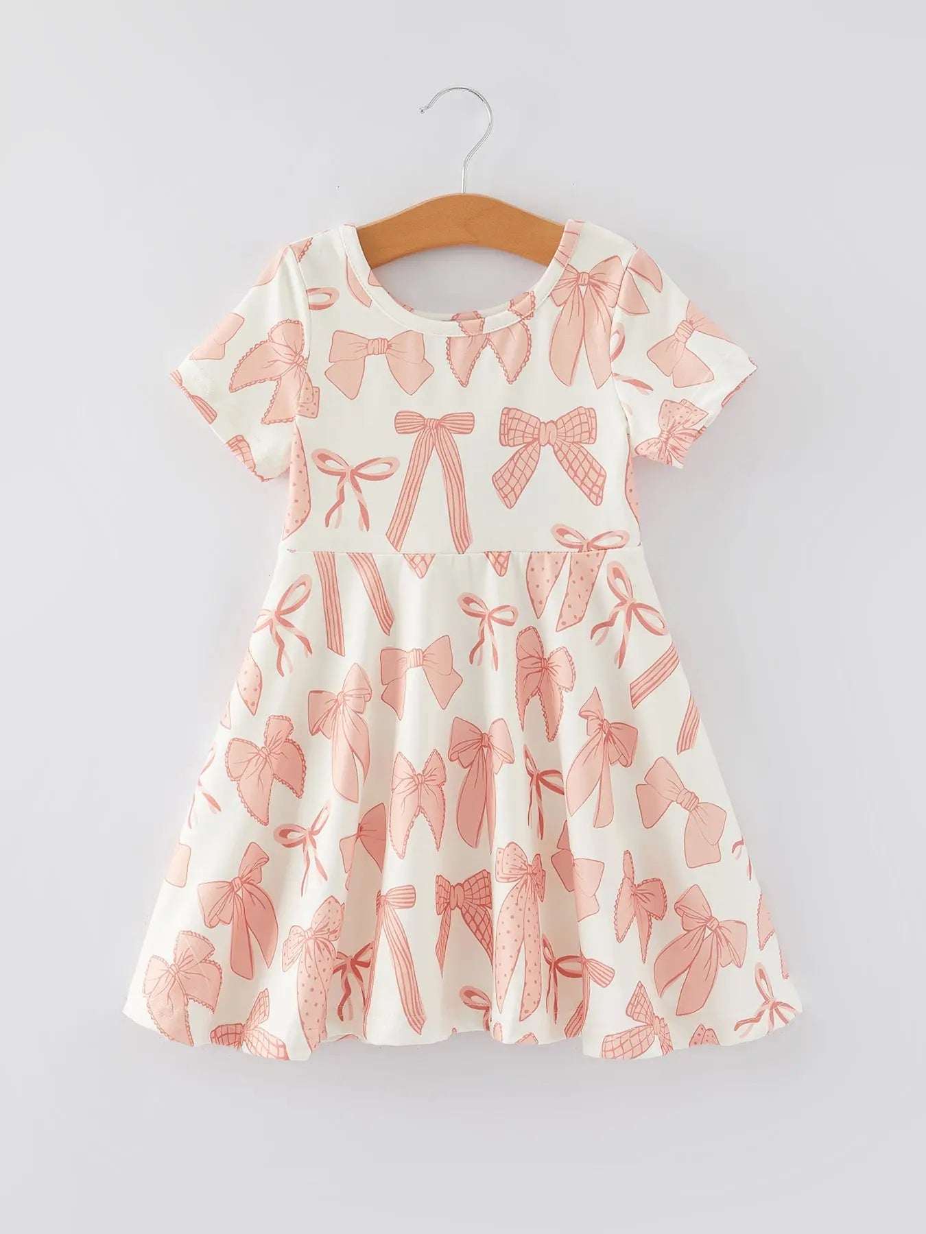 Girls Dress with Bow Print Comfortable and Stylish 95 Percent Polyester 5 Percent Spandex Rylee Faith Designs Everetts Place: Online Boutique