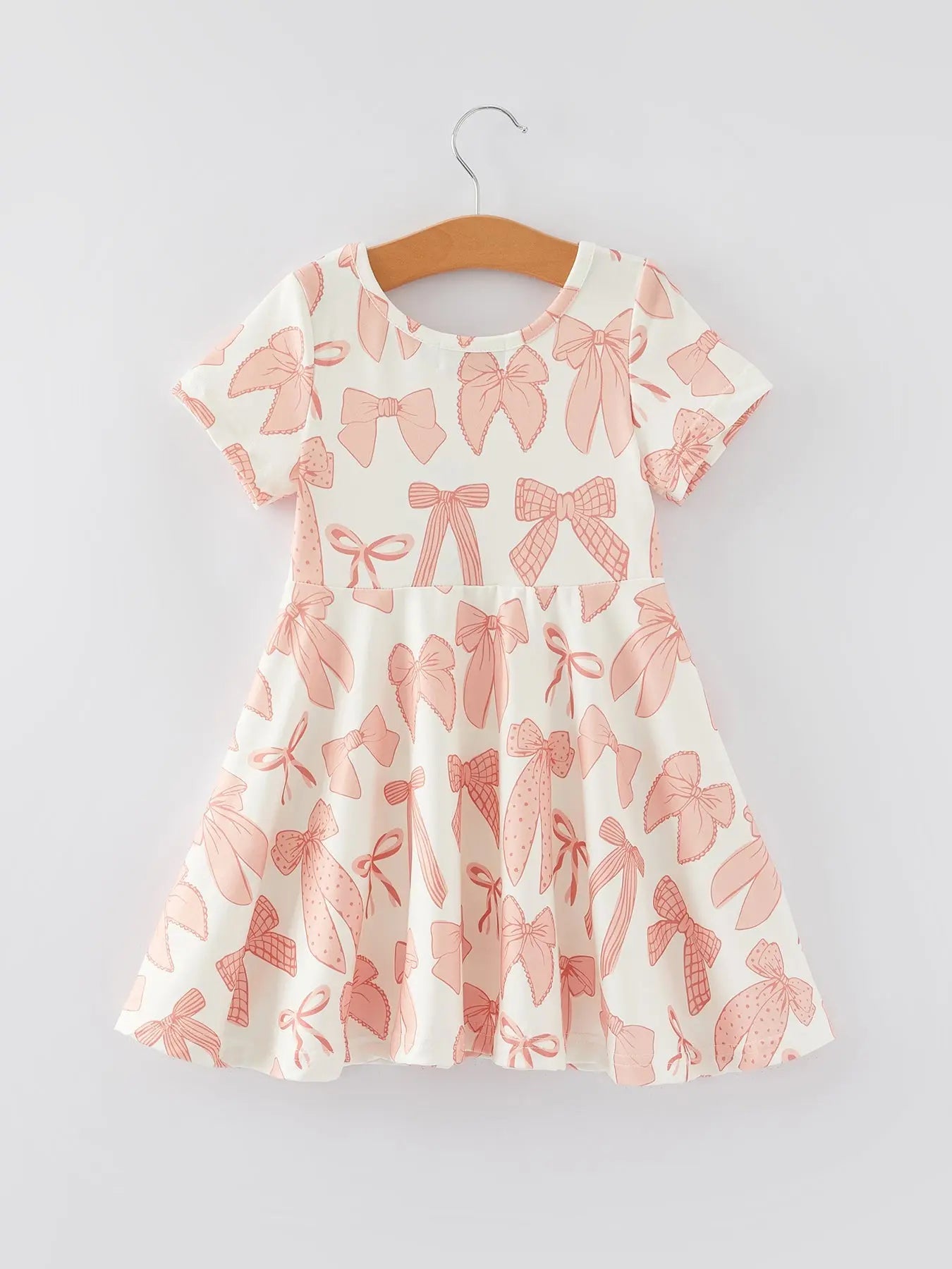 Girls Dress with Bow Print Comfortable and Stylish 95 Percent Polyester 5 Percent Spandex Rylee Faith Designs Everetts Place: Online Boutique