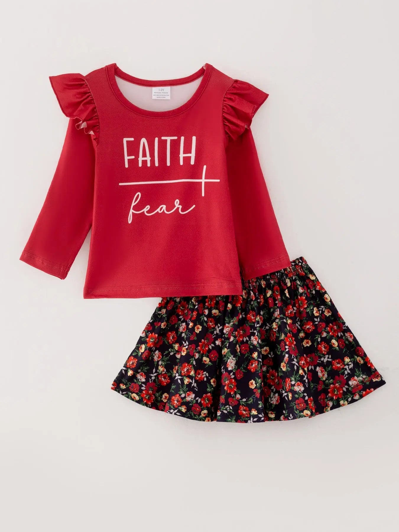 Girls Fall 4 Piece Set Letter Print Top and Skirt Rylee Faith Designs