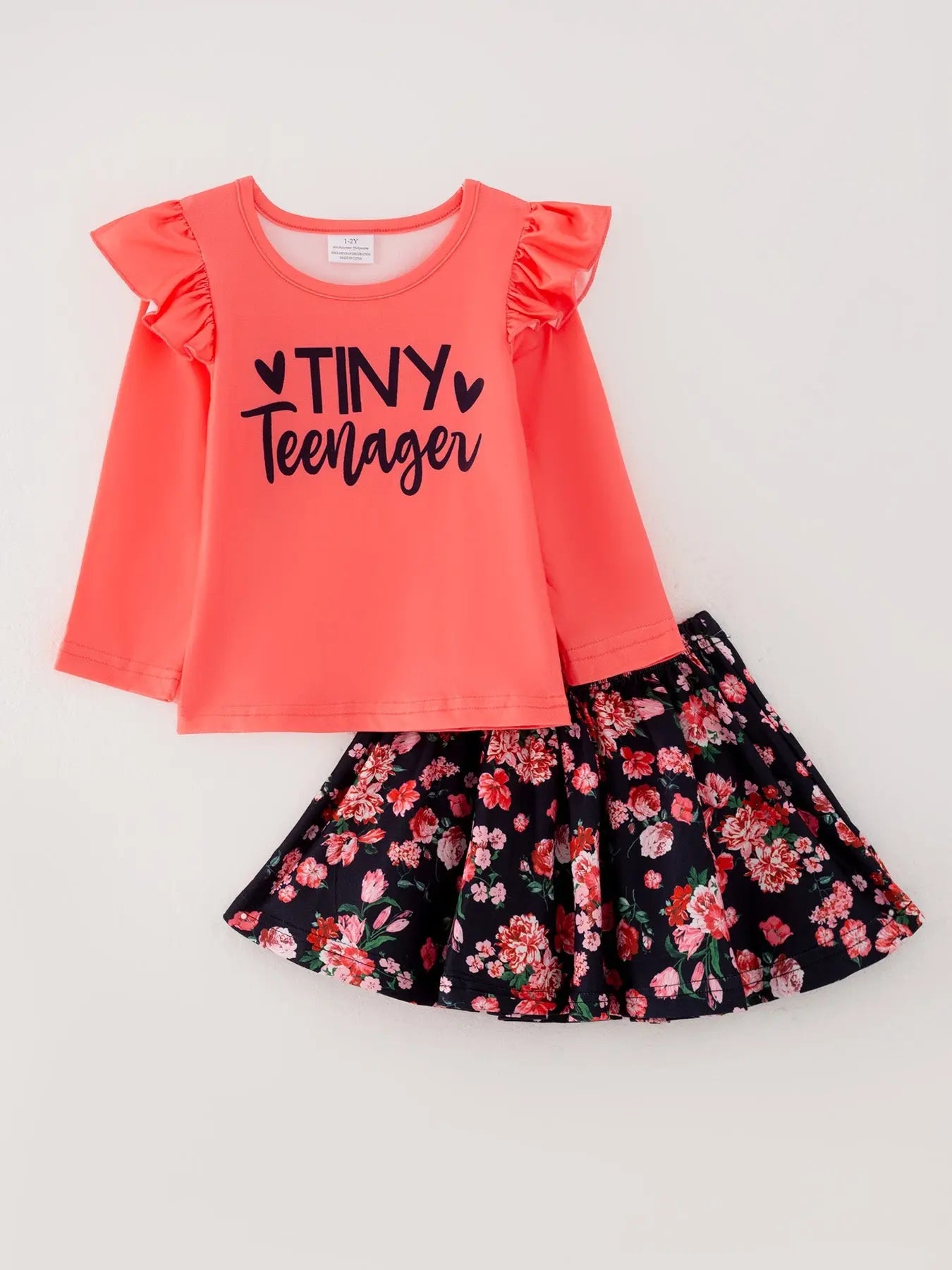Girls Fall 4 Piece Set Letter Print Top and Skirt Rylee Faith Designs