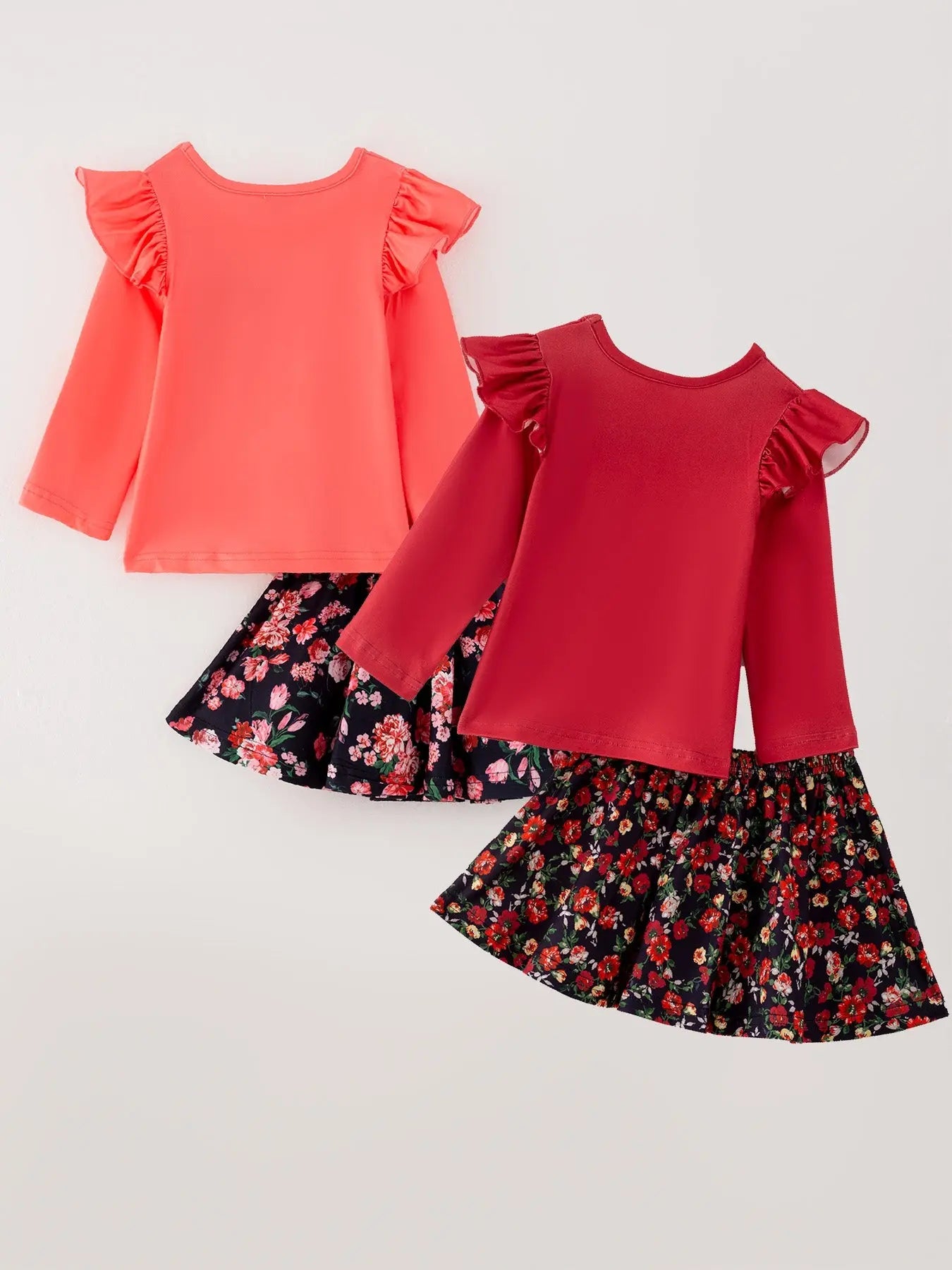 Girls Fall 4 Piece Set Letter Print Top and Skirt Rylee Faith Designs