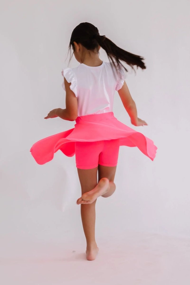 Mila & Rose ® Girls Neon Pink Twirl Skort With Attached Shorts For School - Everetts Place Boutique -