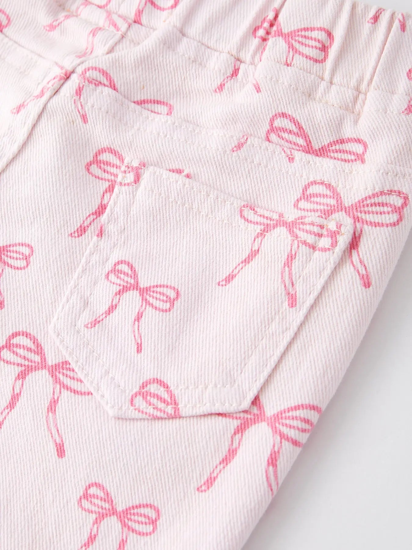 Girls Pink Bow Print Elastic Flared Jeans Rylee Faith Designs Everetts Place: Online Boutique