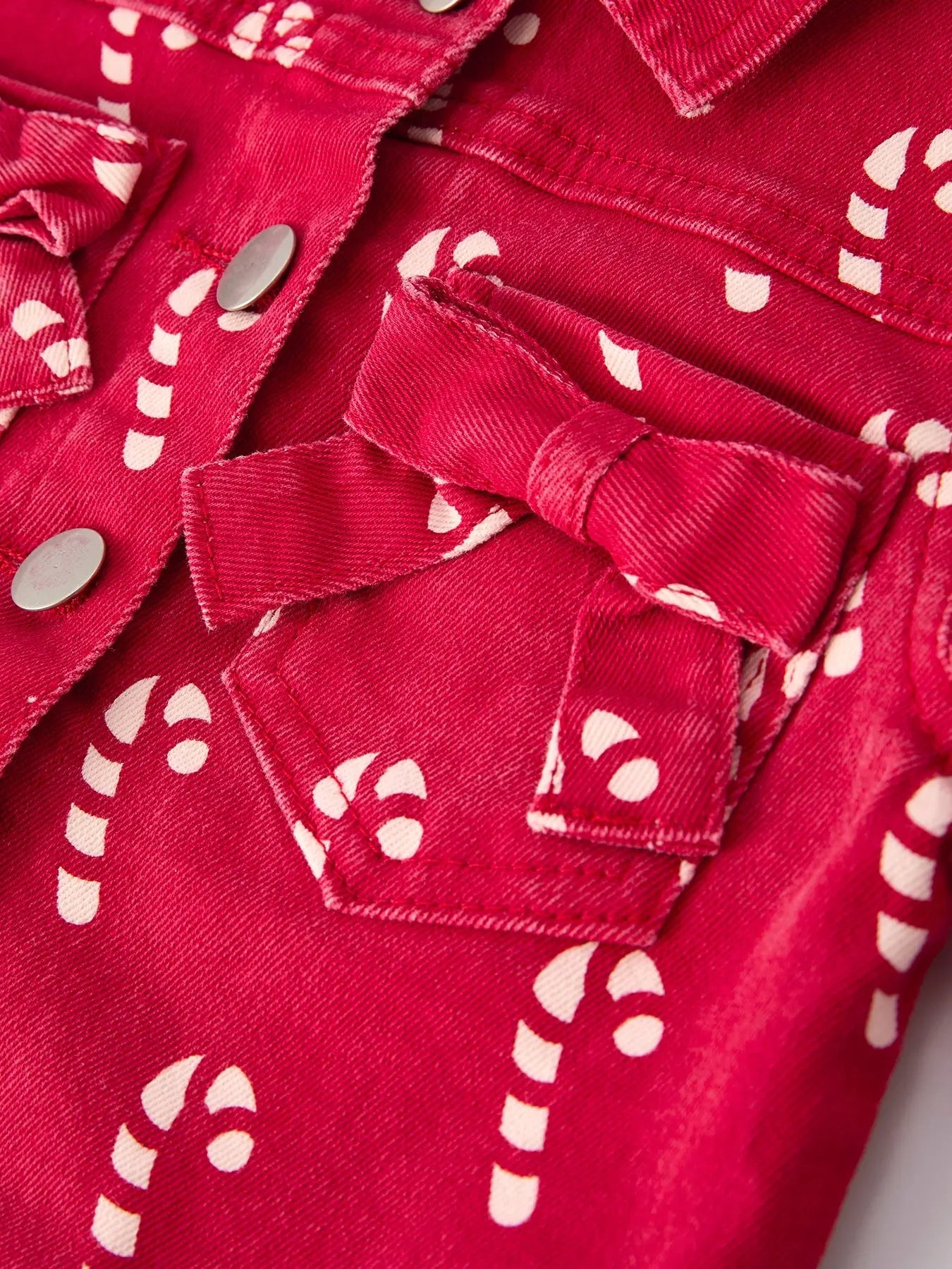 Girls Red Christmas Themed Denim Jacket For Festive Winter Rylee Faith Designs Everetts Place: Online Boutique