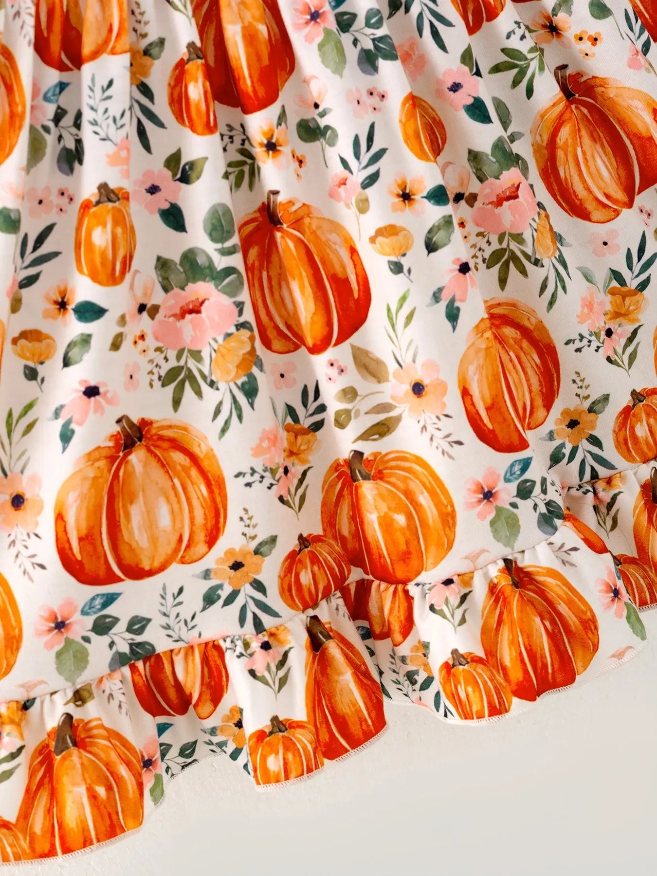 Girls Thanksgiving Pumpkin Print Long Sleeve Dress Rylee Faith Designs Everetts Place: Online Boutique