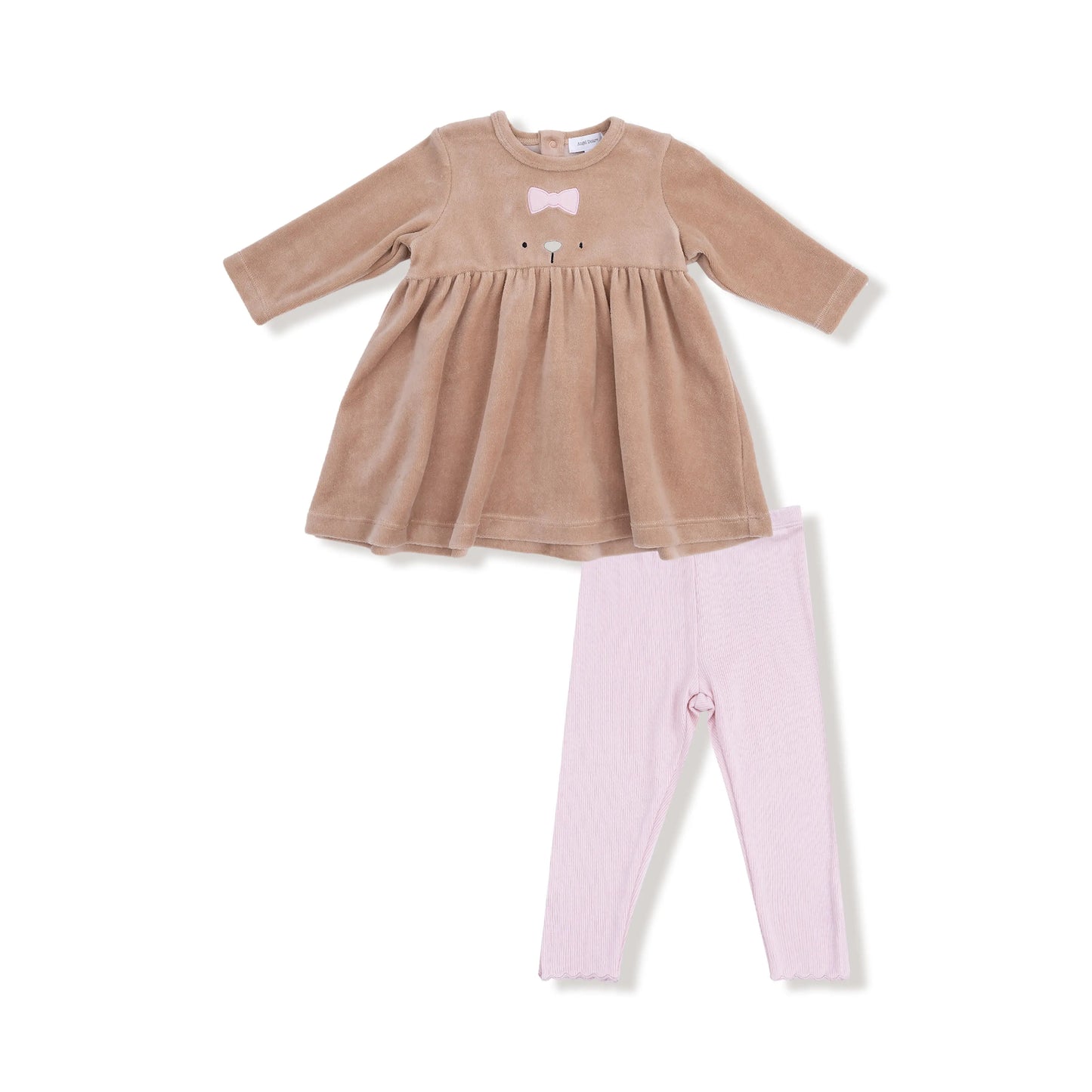Angel Dear Girls Velour Empire Waist Dress With Ribbed Leggings Set - Apparel & Accessories > Clothing > Baby & Toddler Clothing > Baby & Toddler Dresses 408S_V