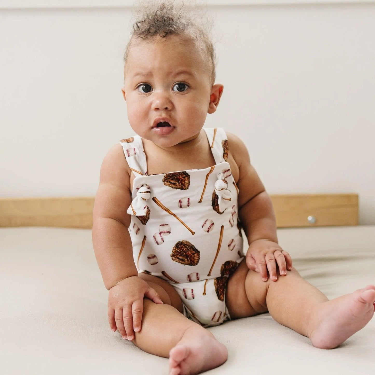 Little Joy Co. Grand Slam Bamboo Knotted Shortalls for Babies Cozy - Apparel & Accessories > Clothing > Baby & Toddler Clothing > Baby & Toddler Outfits