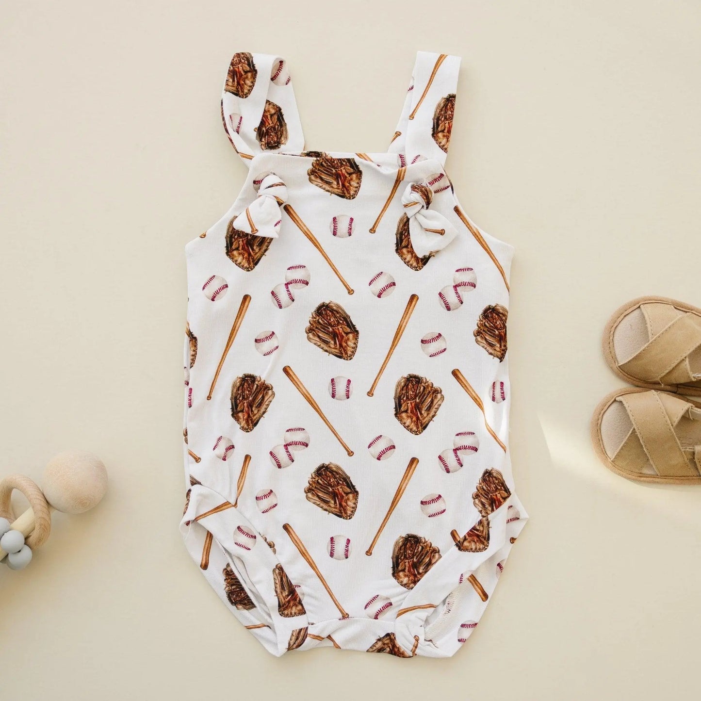 Little Joy Co. Grand Slam Bamboo Knotted Shortalls for Babies Cozy - Apparel & Accessories > Clothing > Baby & Toddler Clothing > Baby & Toddler Outfits