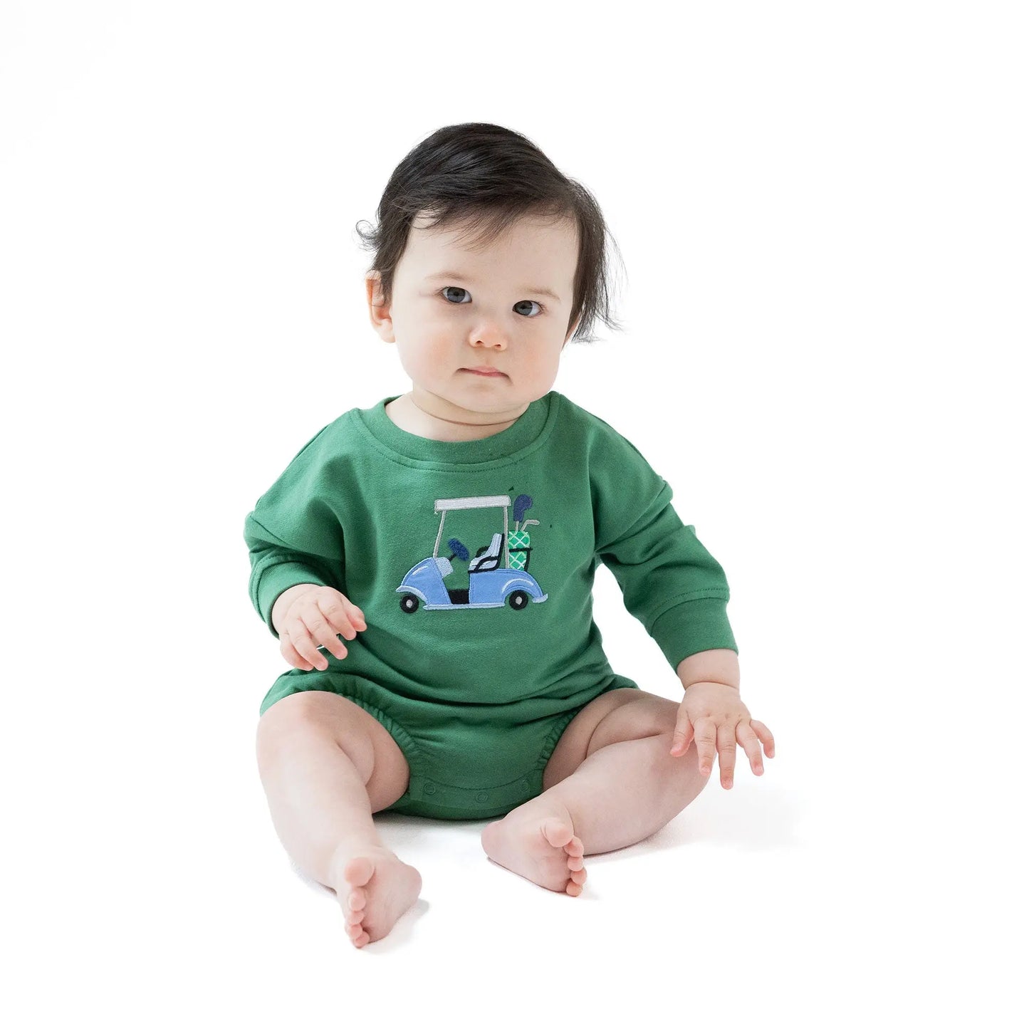 Angel Dear Green Golf Sweatshirt Bubble With Golf Cart Applique - Apparel & Accessories > Clothing > Baby & Toddler Clothing > Baby One-Pieces 744AG
