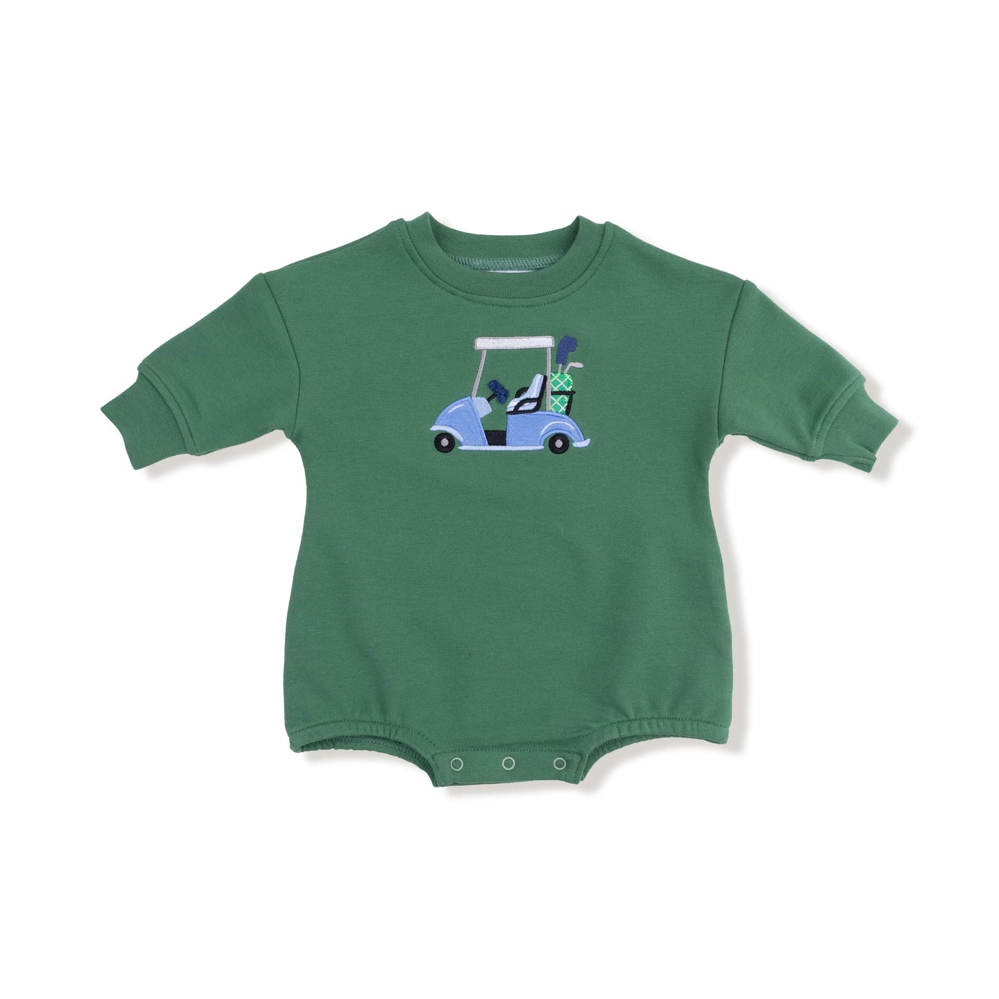 Angel Dear Green Golf Sweatshirt Bubble With Golf Cart Applique - Apparel & Accessories > Clothing > Baby & Toddler Clothing > Baby One-Pieces 744AG