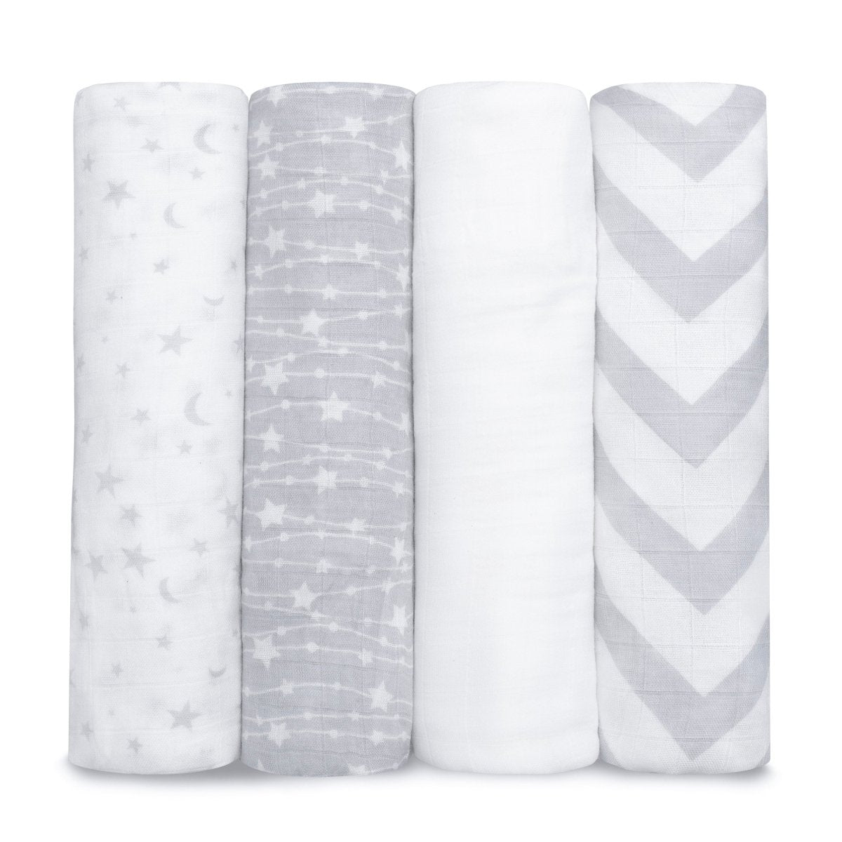 Comfy Cubs Grey Muslin Swaddle Blankets 4 Pack for Newborn Babies - Everetts Place Boutique -