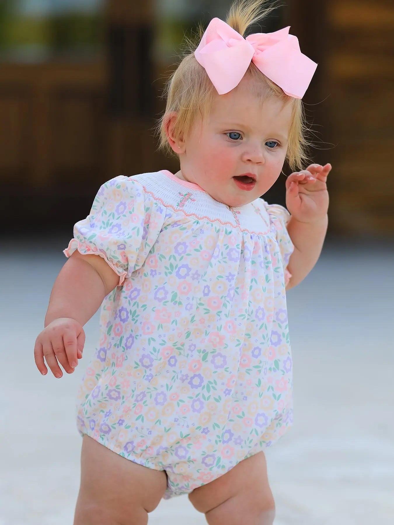 Spring Summer Cross Smocking Embroidery Colorful Romper Rylee Faith Designs