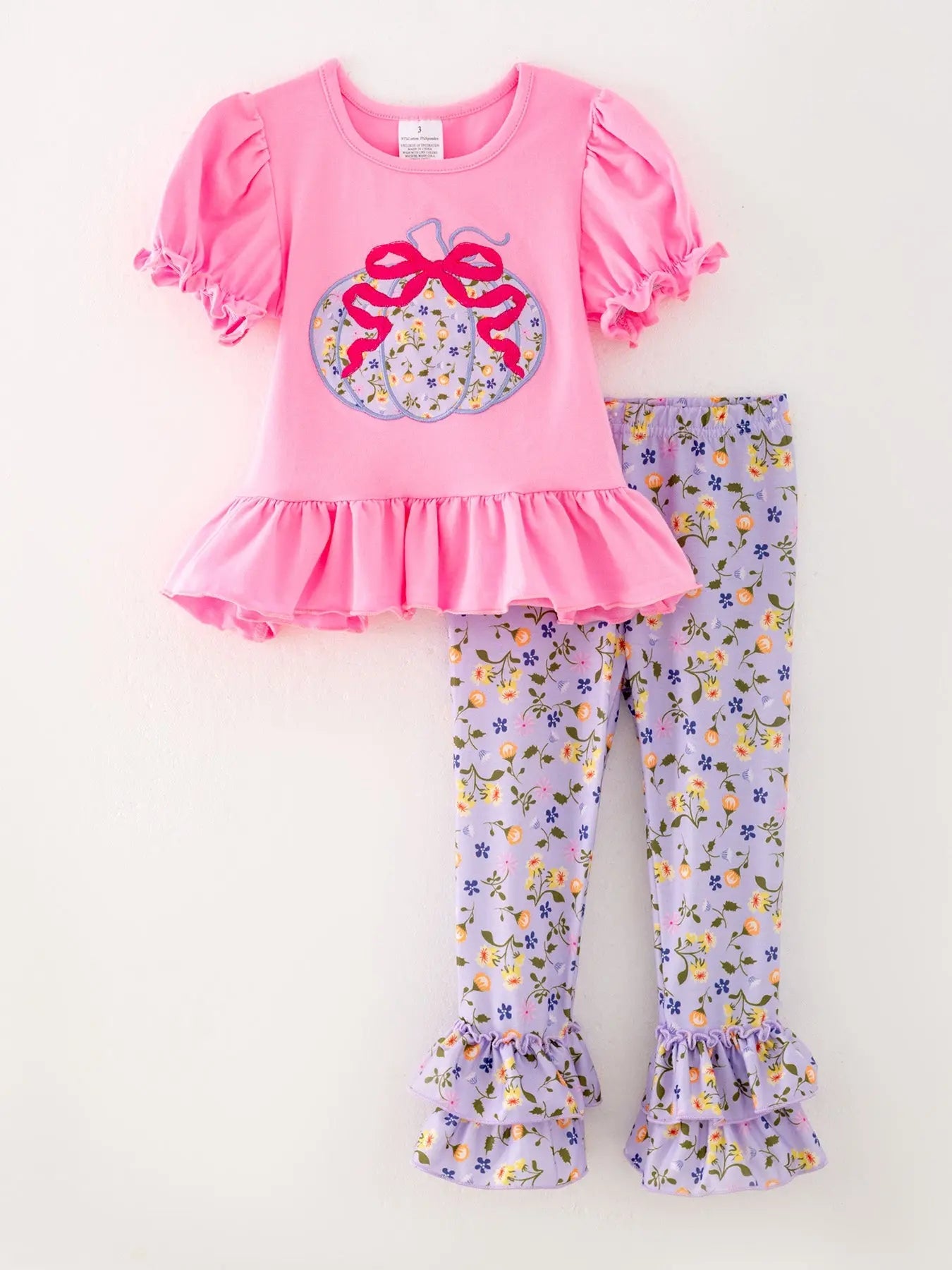 Halloween Girls Pumpkin Applique Top And Floral Print Pants Set Rylee Faith Designs Everetts Place: Online Boutique