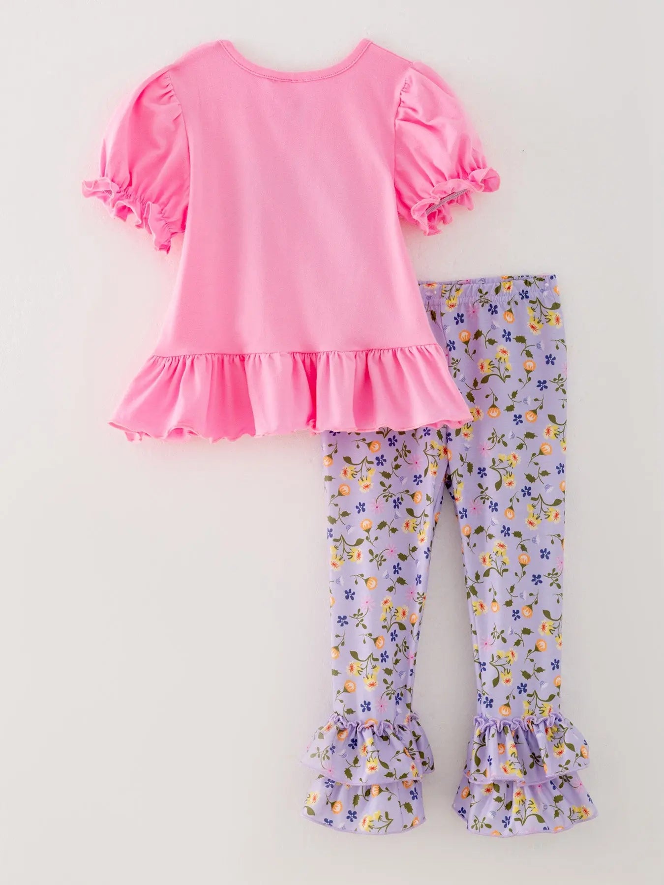 Halloween Girls Pumpkin Applique Top And Floral Print Pants Set Rylee Faith Designs Everetts Place: Online Boutique