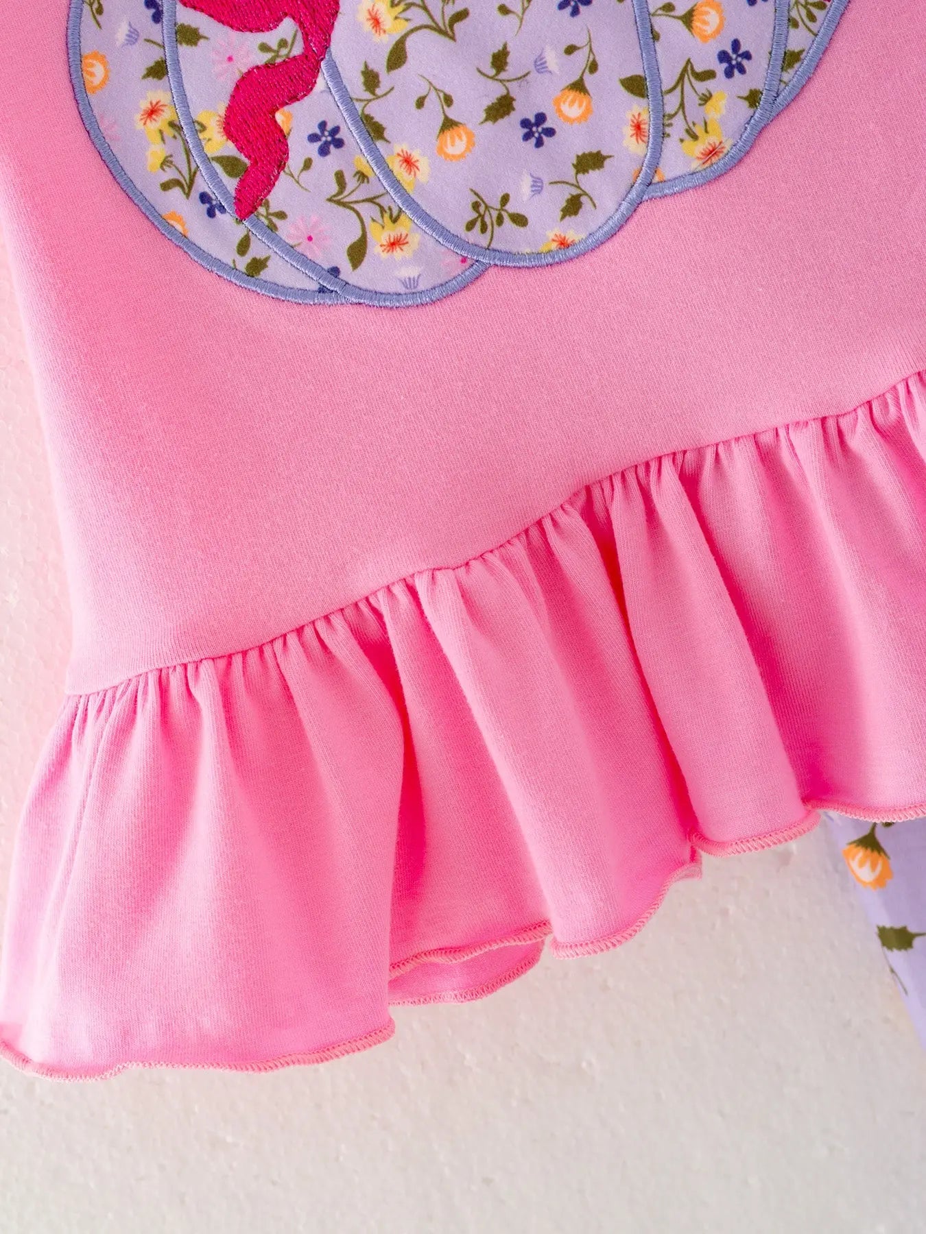 Halloween Girls Pumpkin Applique Top And Floral Print Pants Set Rylee Faith Designs Everetts Place: Online Boutique