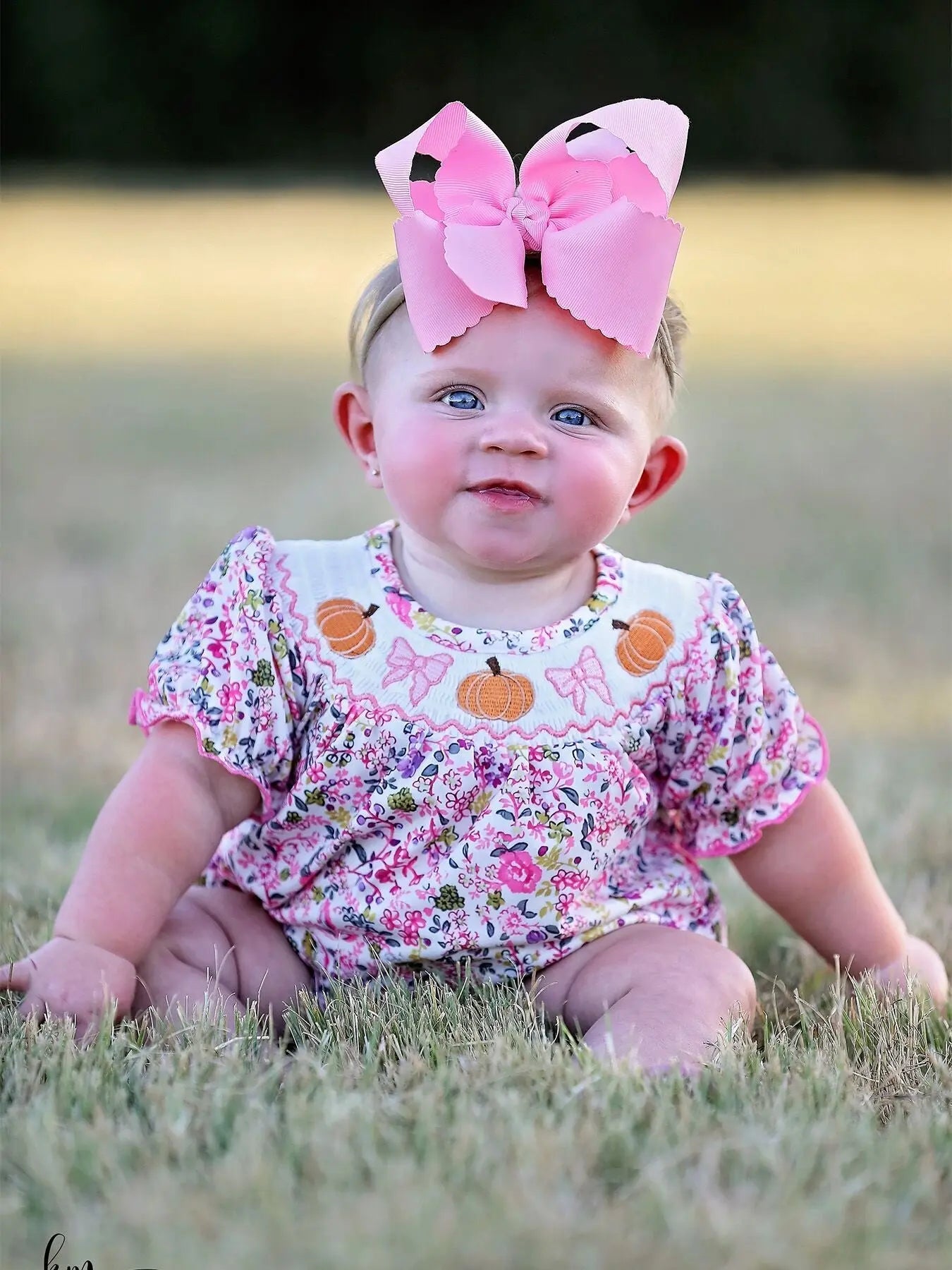 Halloween Girls Pumpkin Smocking Embroidered Romper for Girls Rylee Faith Designs Everetts Place: Online Boutique