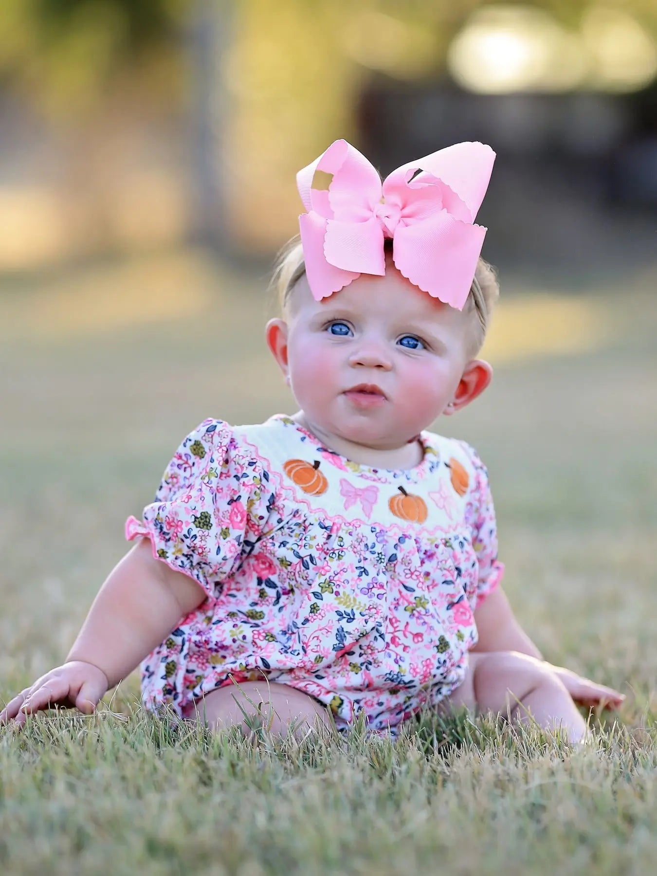 Halloween Girls Pumpkin Smocking Embroidered Romper for Girls Rylee Faith Designs Everetts Place: Online Boutique