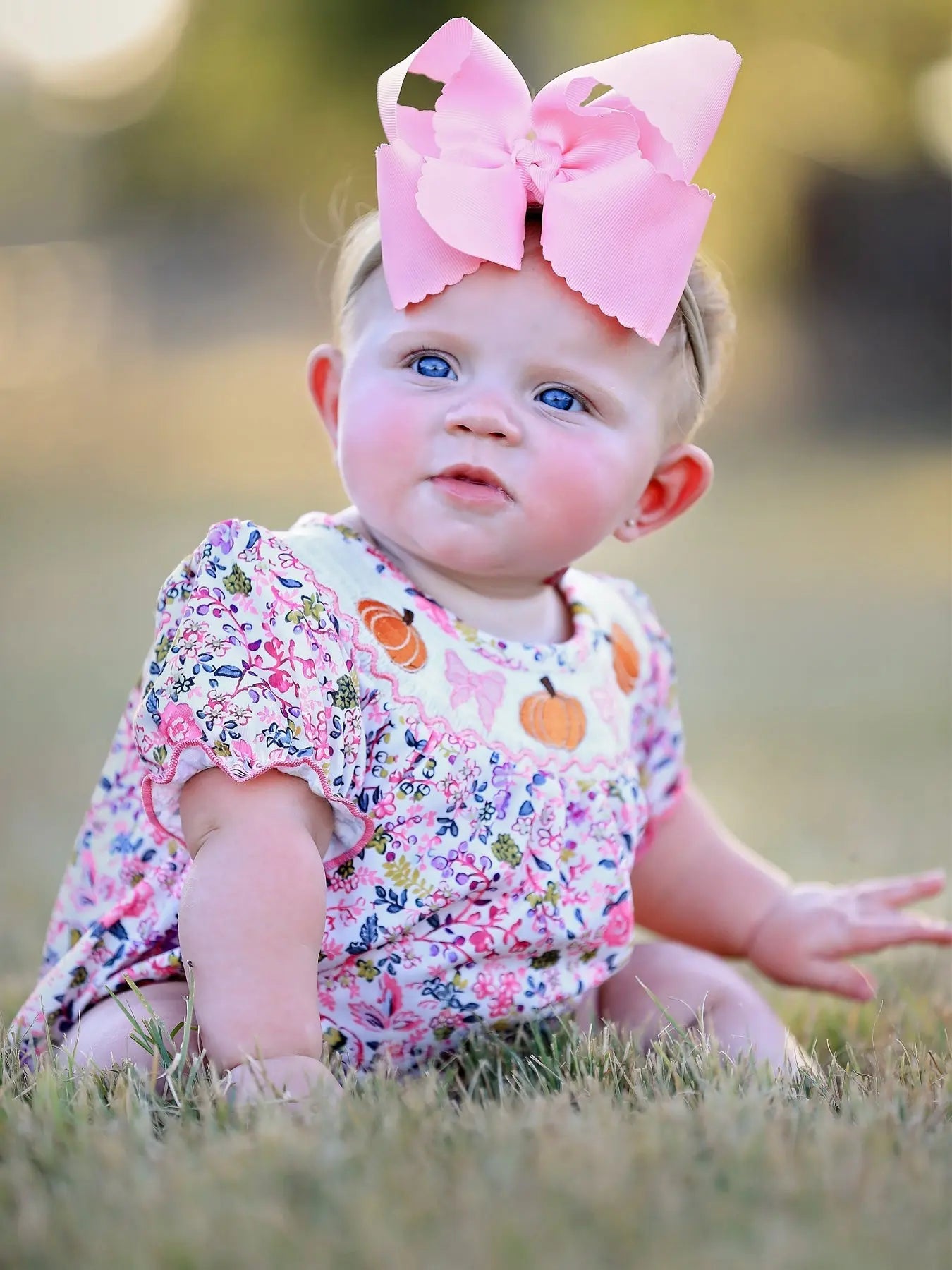 Halloween Girls Pumpkin Smocking Embroidered Romper for Girls Rylee Faith Designs Everetts Place: Online Boutique