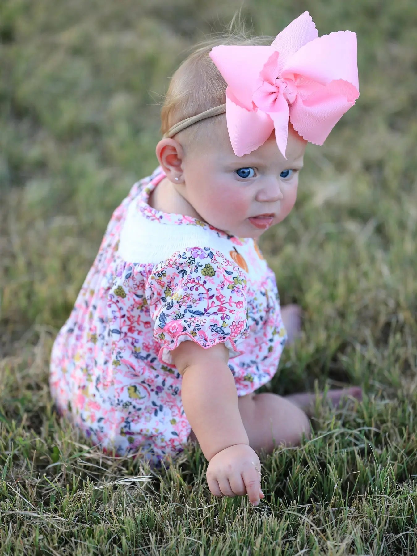Halloween Girls Pumpkin Smocking Embroidered Romper for Girls Rylee Faith Designs Everetts Place: Online Boutique