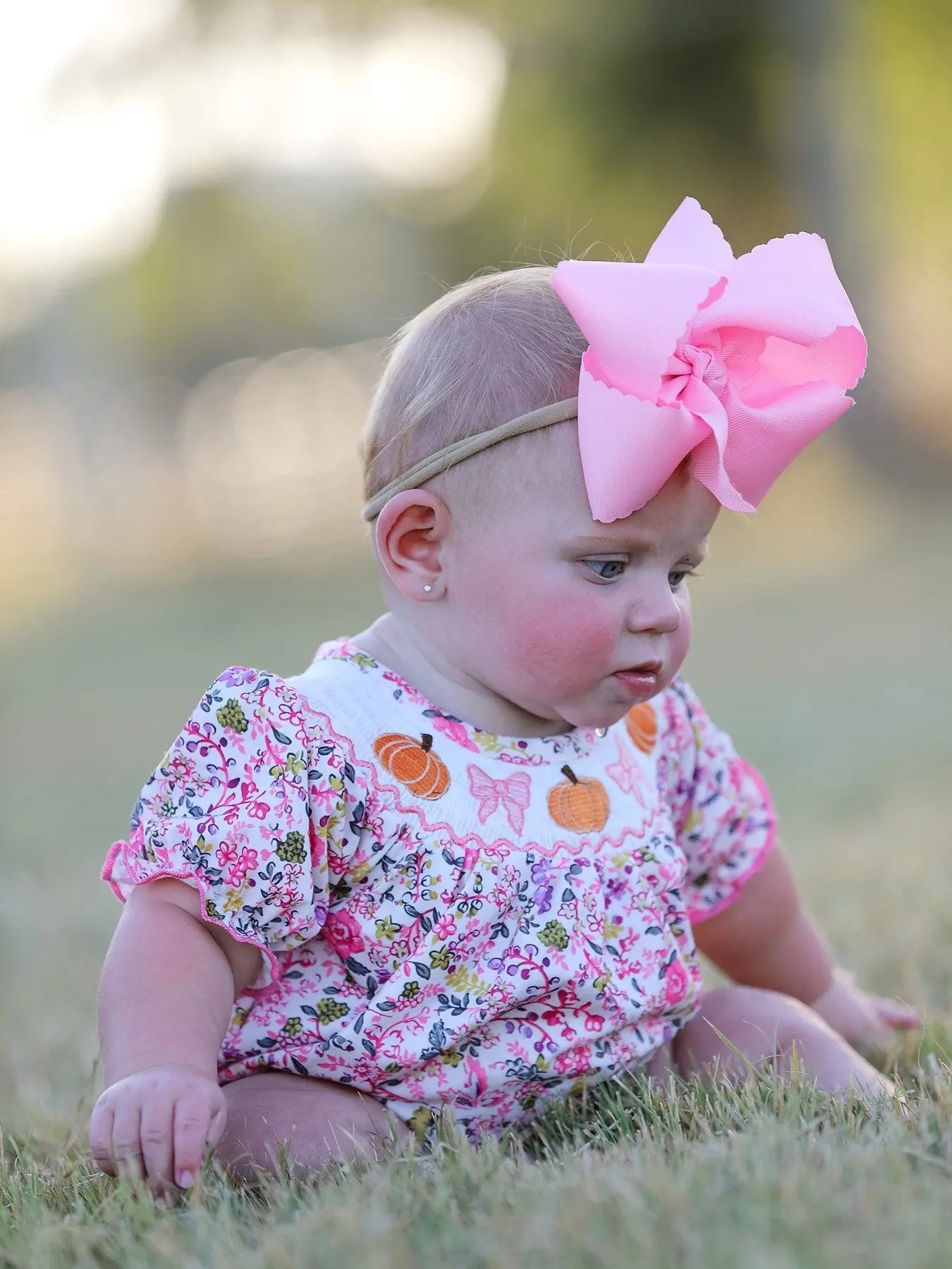 Halloween Girls Pumpkin Smocking Embroidered Romper for Girls Rylee Faith Designs Everetts Place: Online Boutique